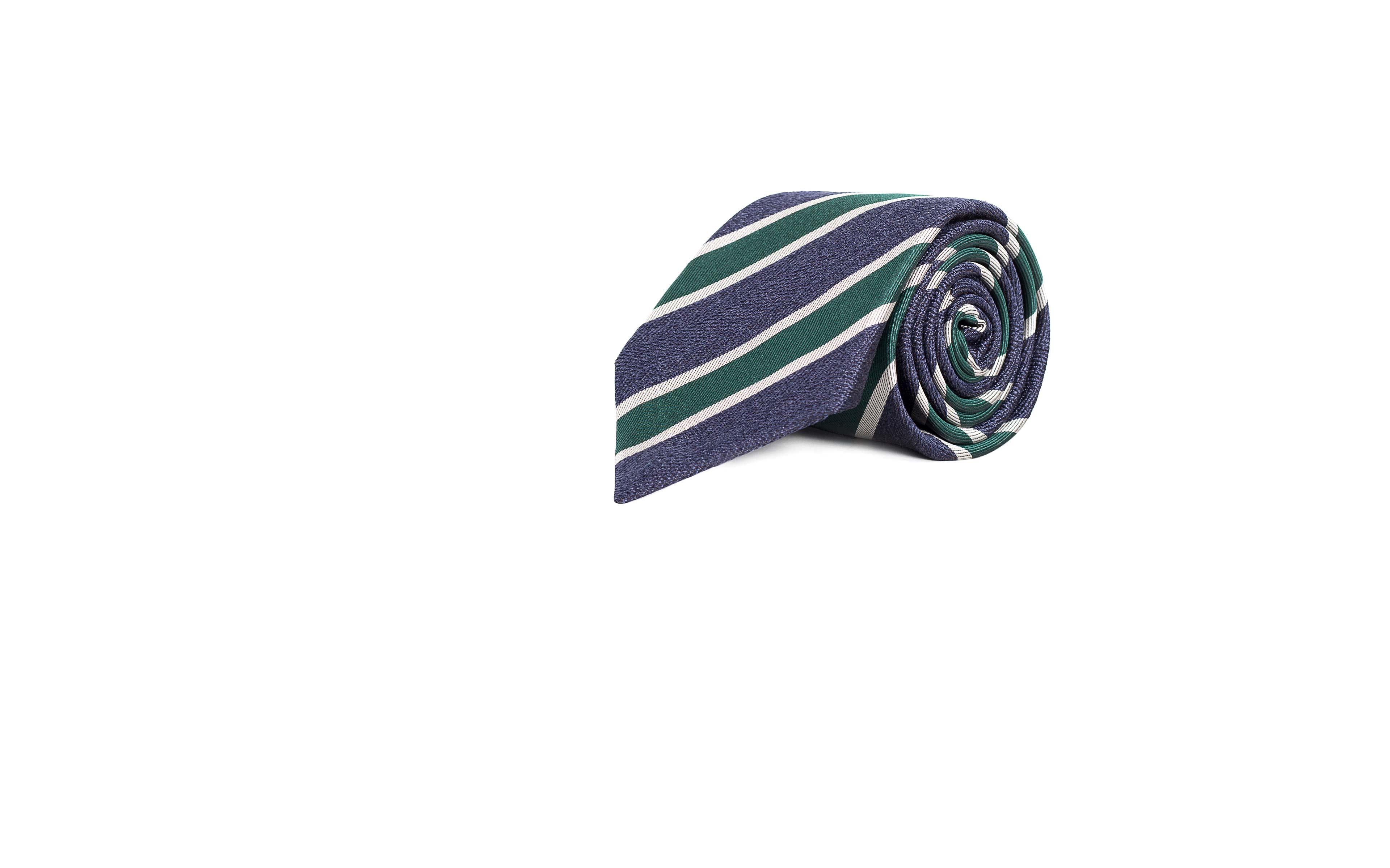 Navy & Green Silk Tie