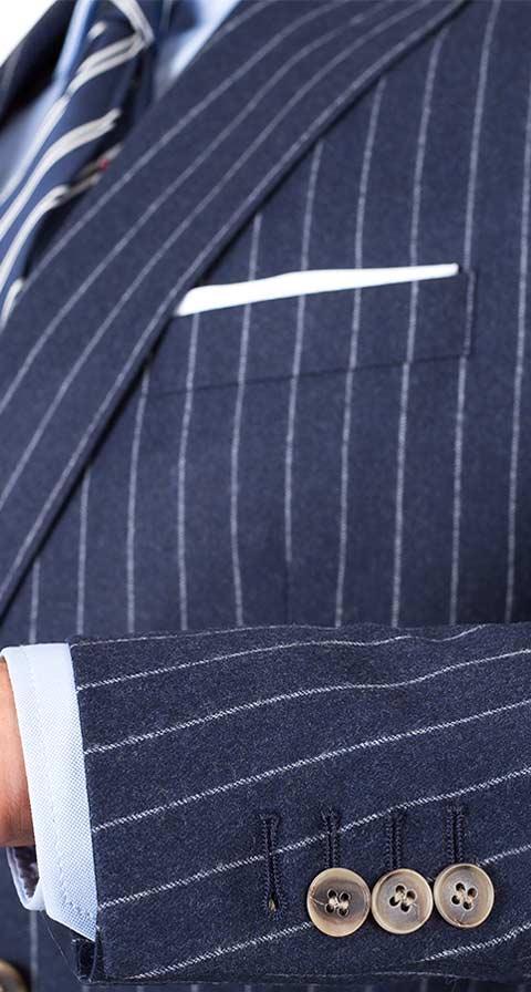 Blue Chalkstripe Wool Flannel Suit