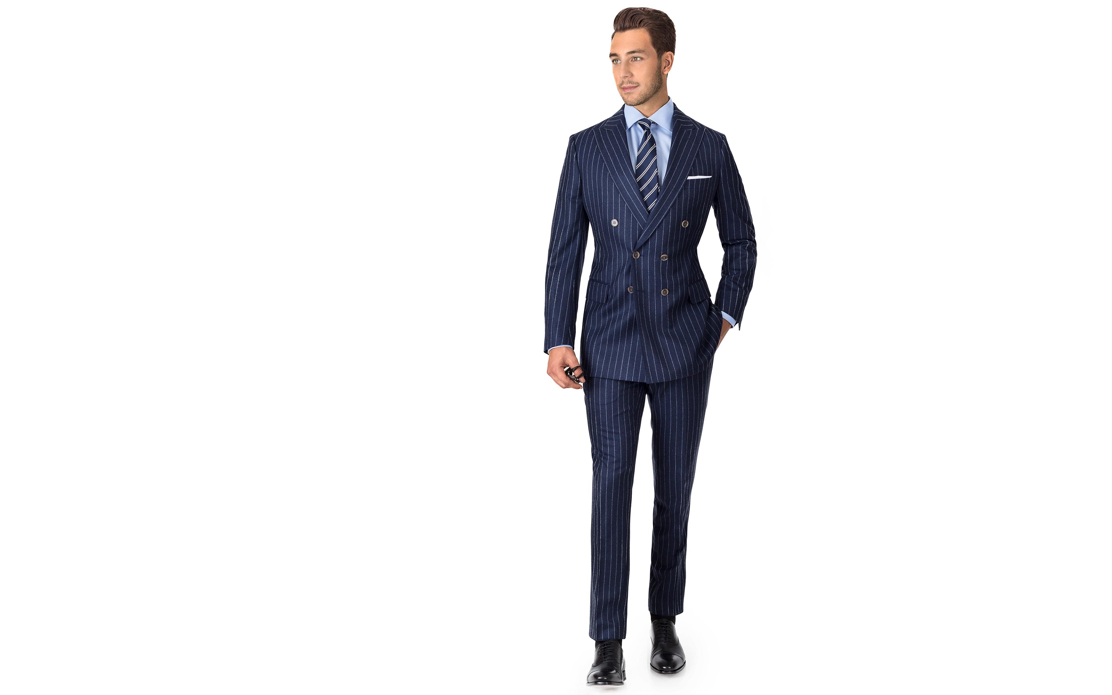 Blue Chalkstripe Wool Flannel Suit