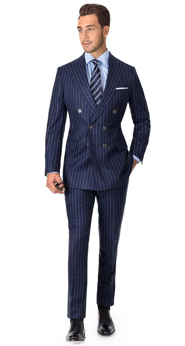 Blue Chalkstripe Wool Flannel Suit