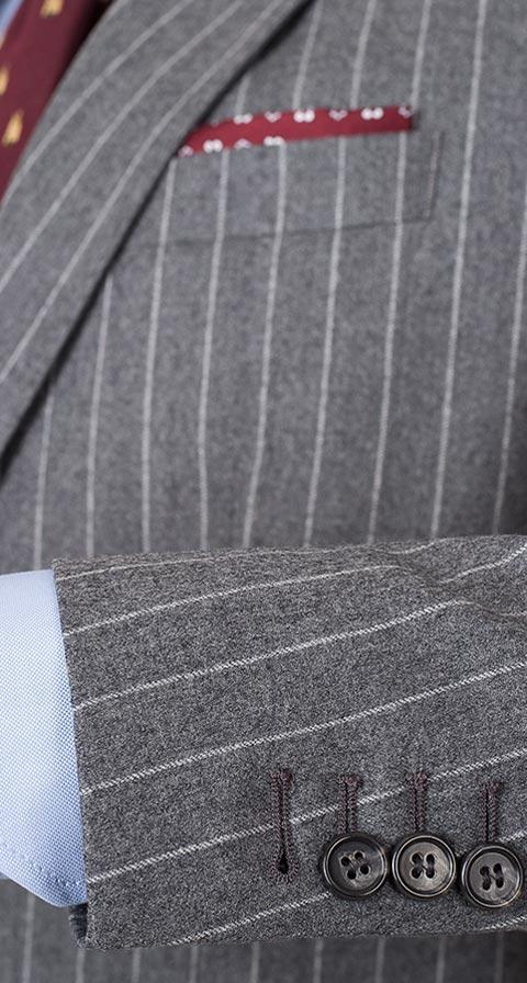 Grey Chalkstripe Wool Flannel Suit