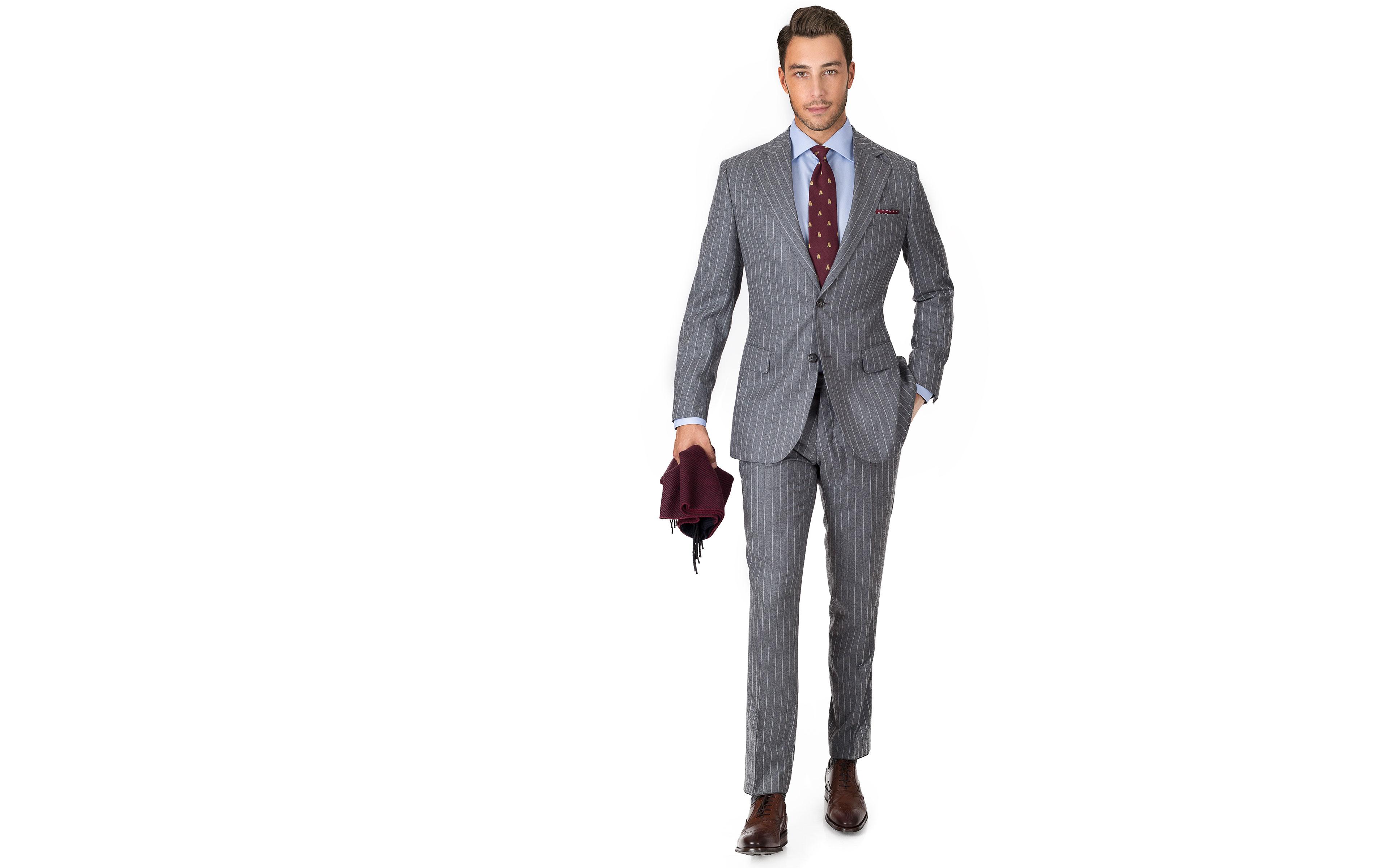 Grey Chalkstripe Wool Flannel Suit