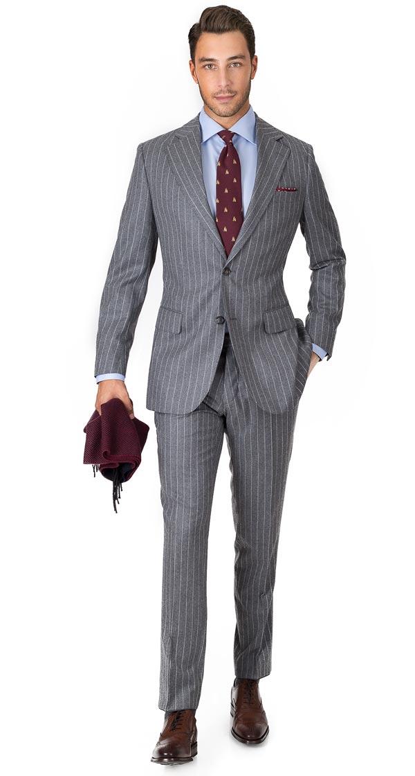 Grey Chalkstripe Wool Flannel Suit