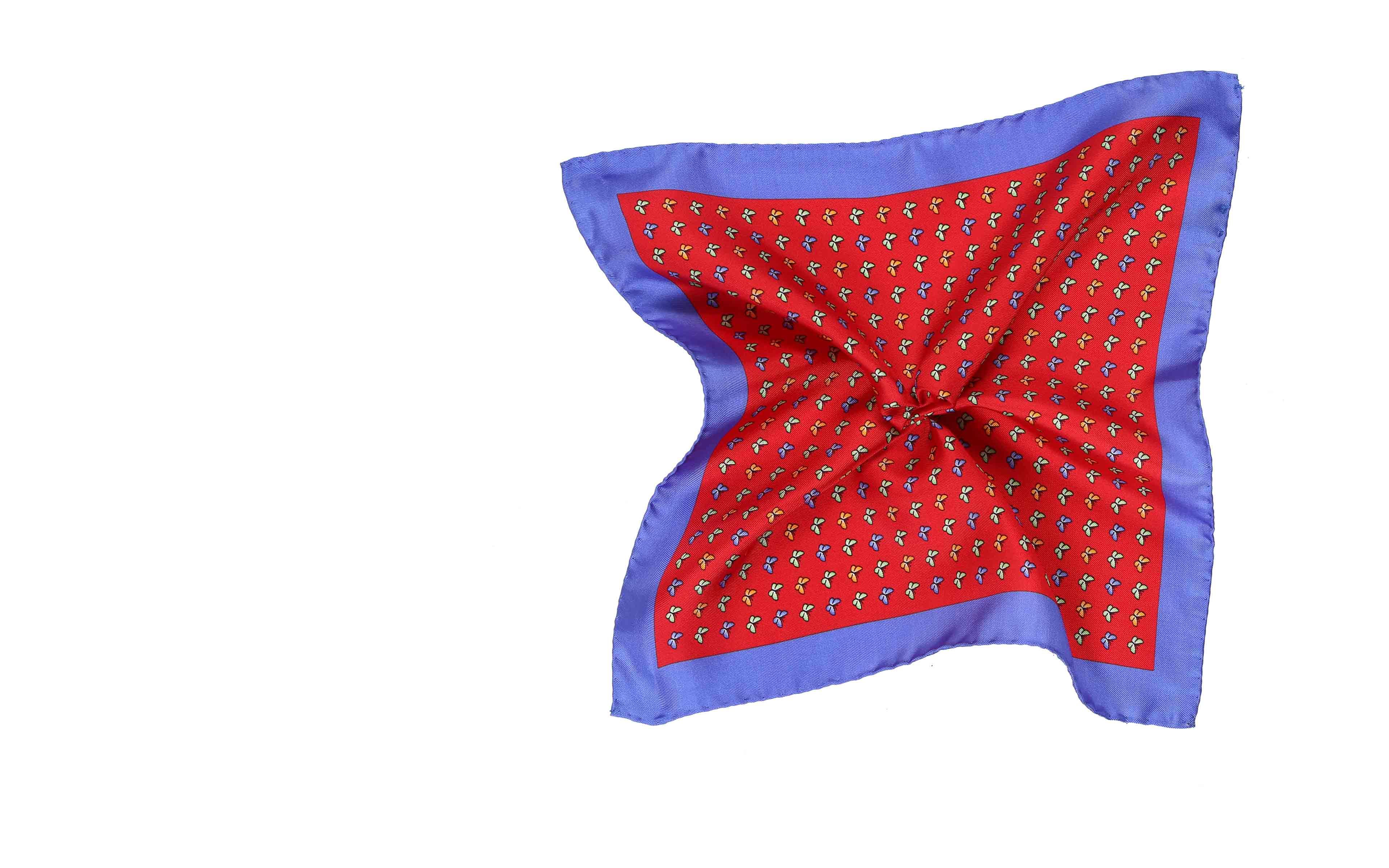 Red & Blue Butterflies Print Pocket Square