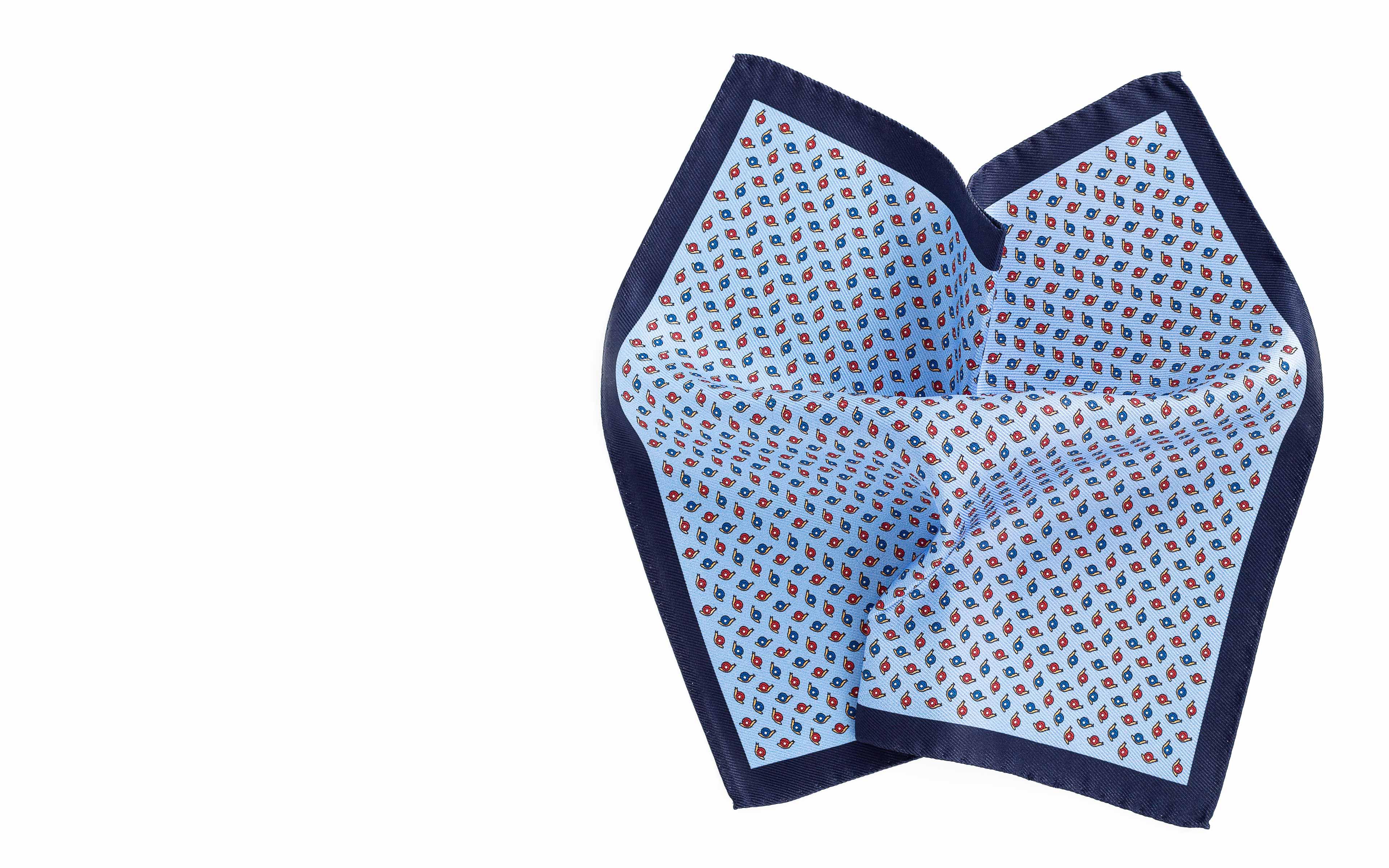 Blue & Sky Blue Snail Print Pocket Square