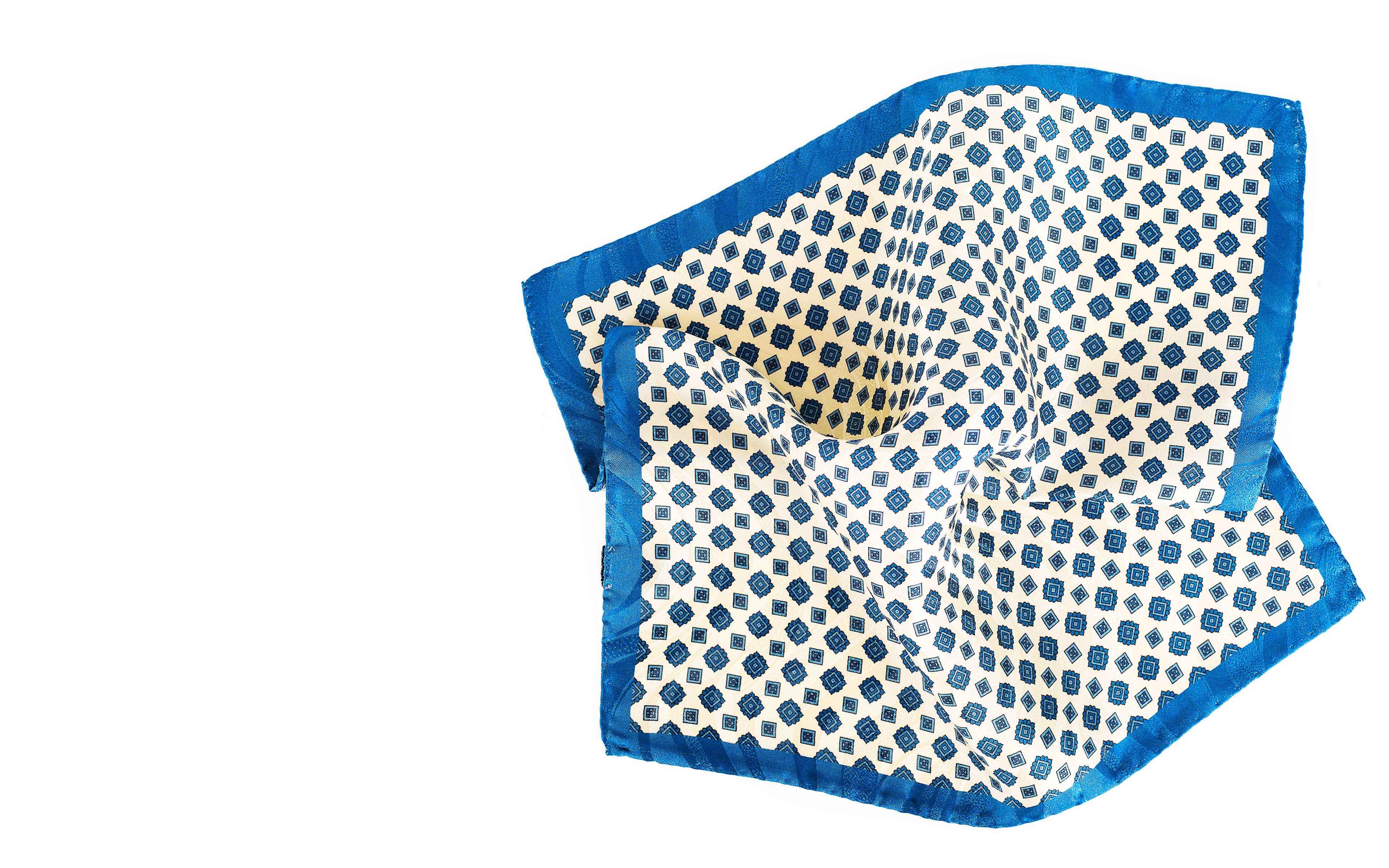 Ivory & Denim Blue Pocket Square