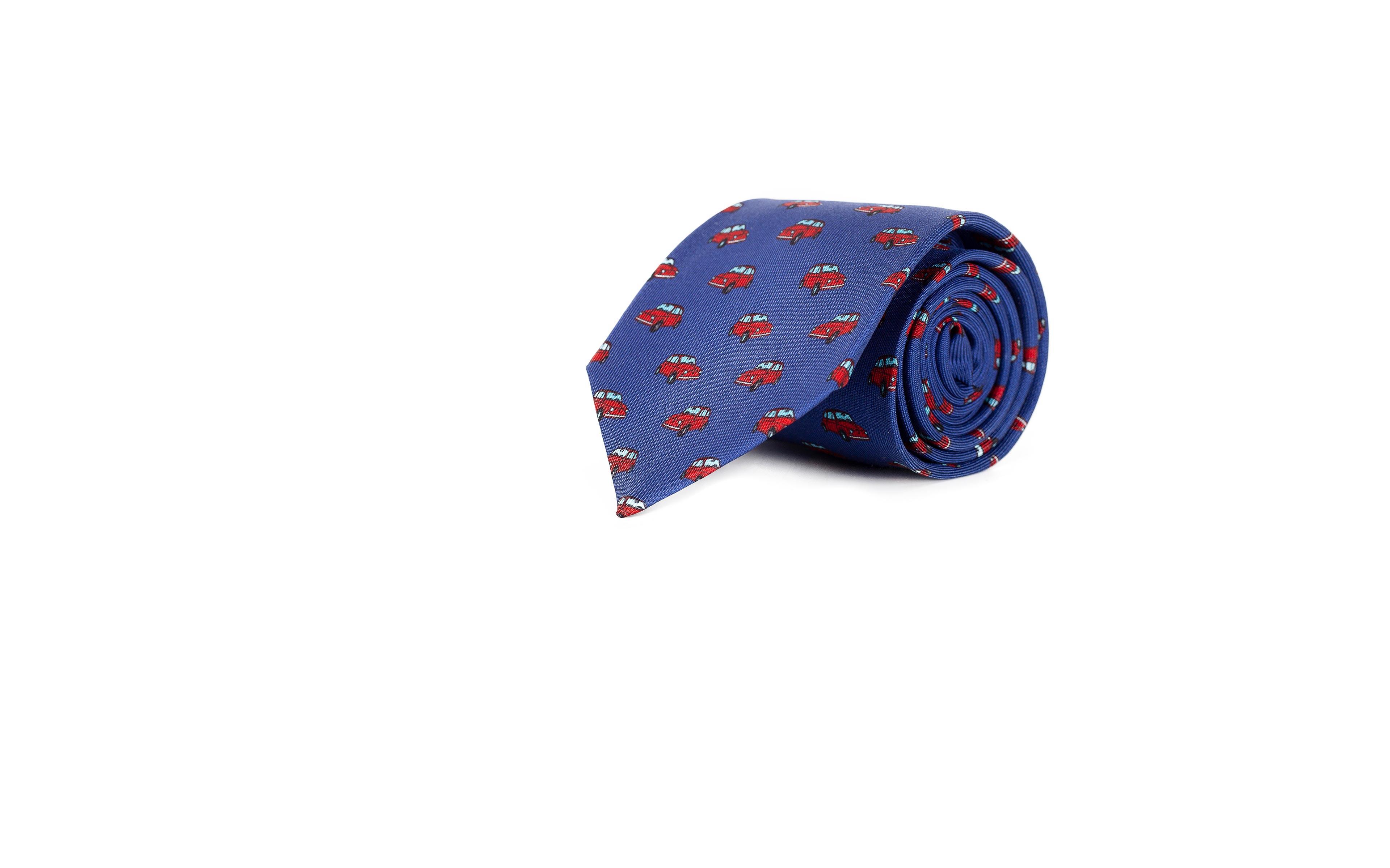 Navy Cars 28 Momme Silk Tie