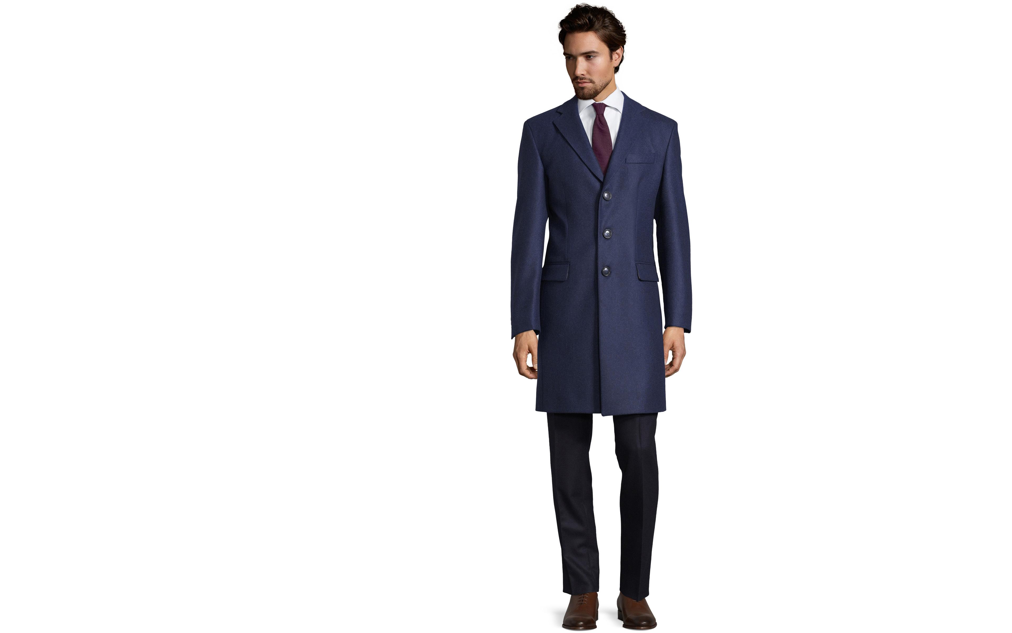 Coat in Solid Navy Wool