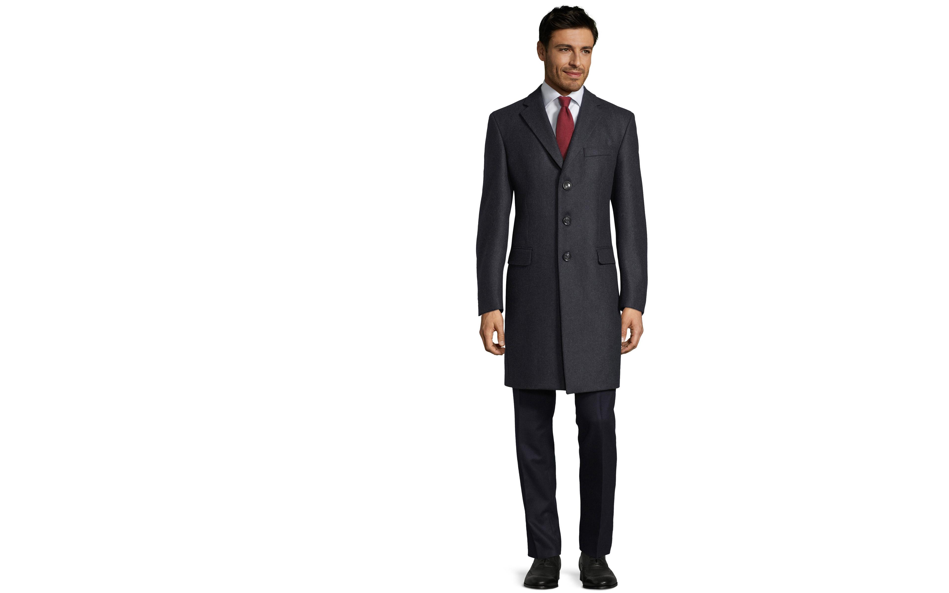 Coat in Solid Charcoal Wool