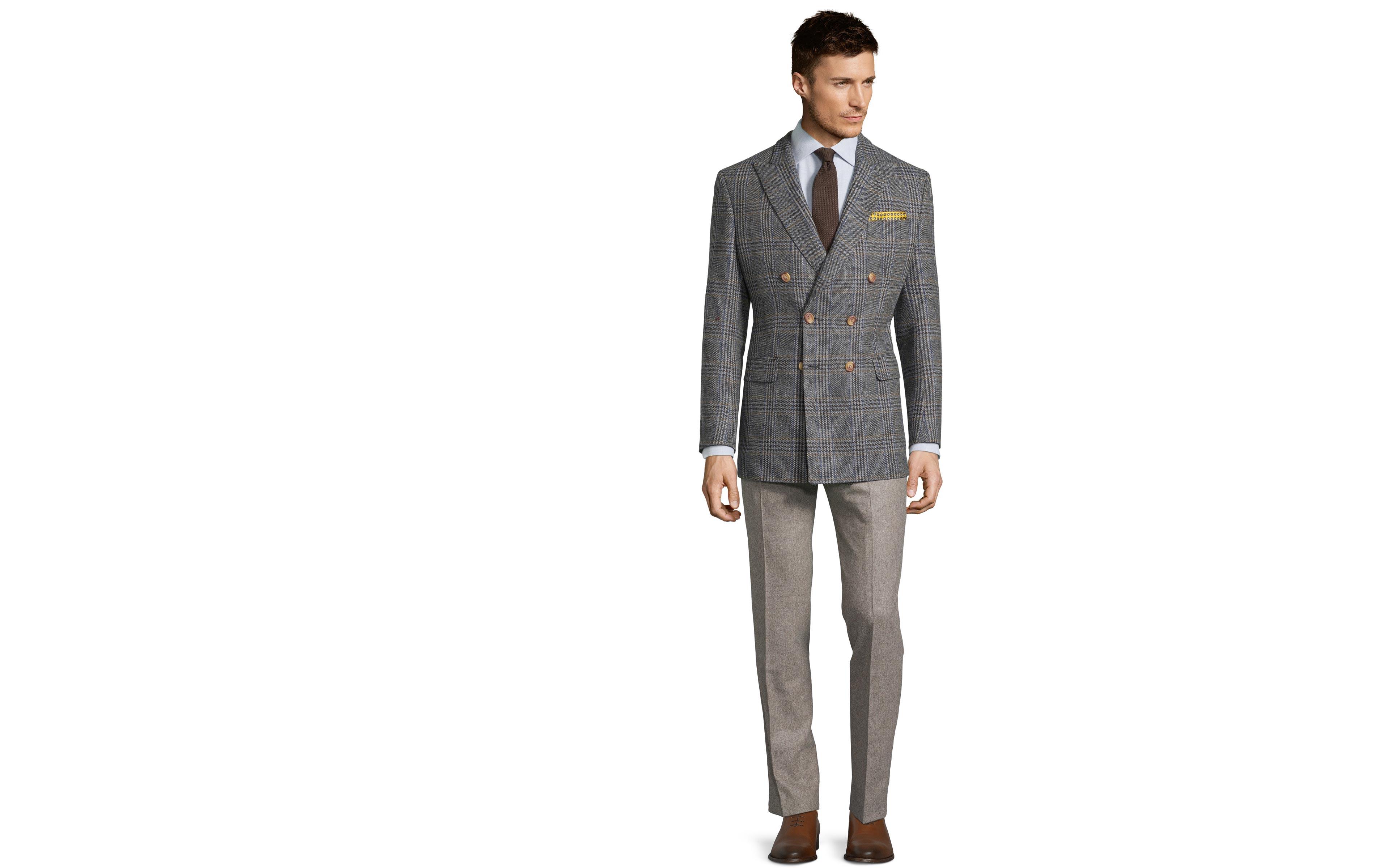 Grey Plaid Shetland Tweed Blazer