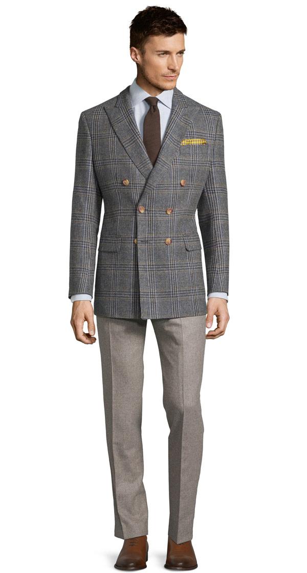 Grey Plaid Shetland Tweed Blazer