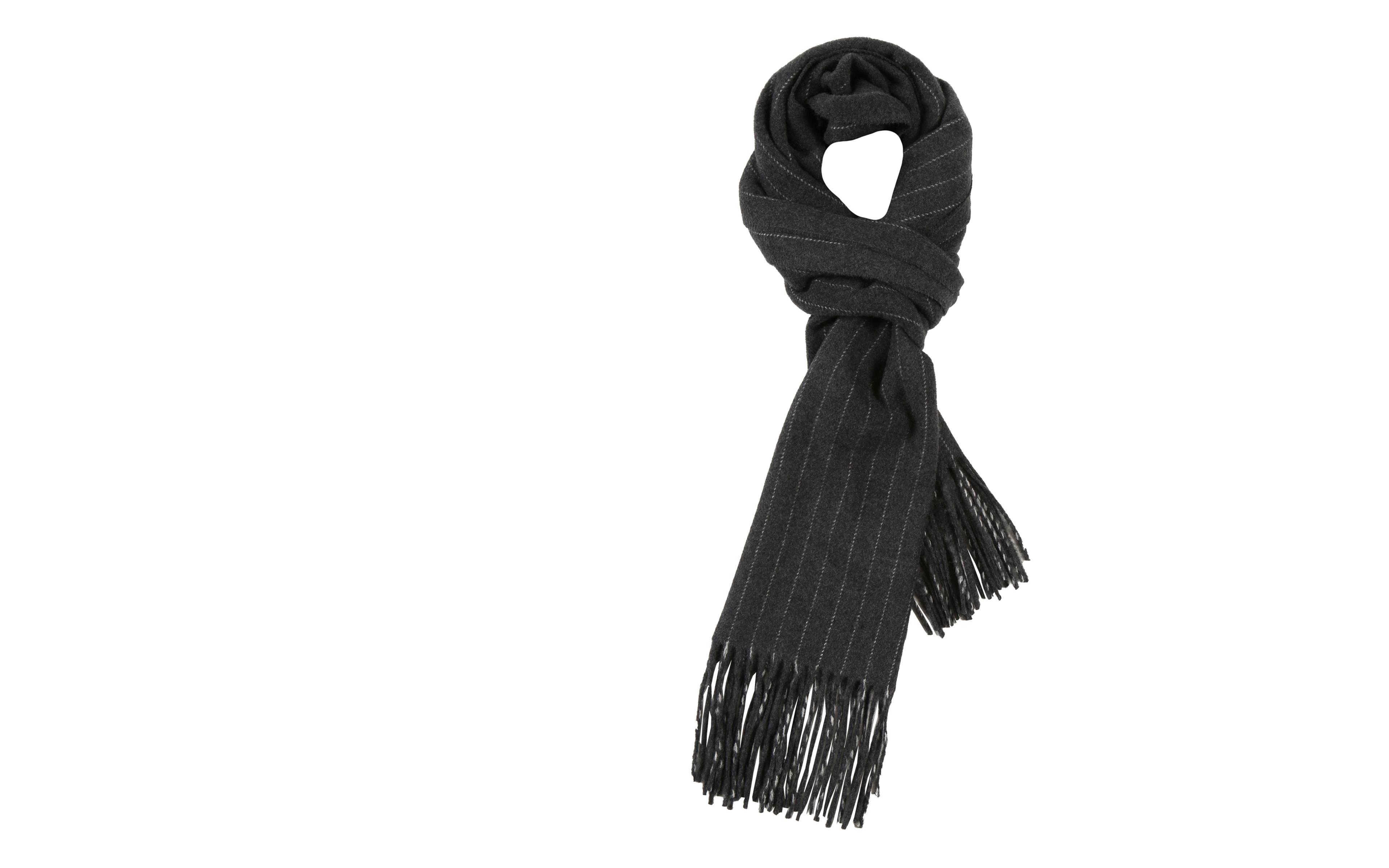 Dark Grey Striped Wool scarf