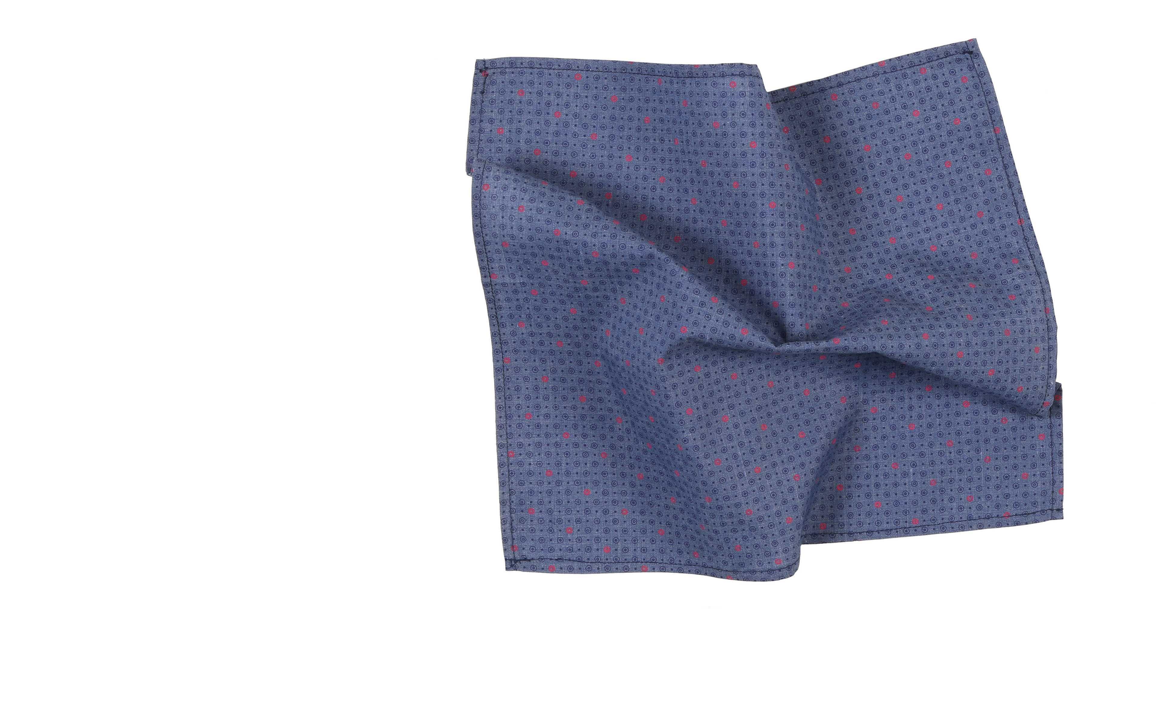 Magenta and Navy Circles Pattern Cotton Pocket Square