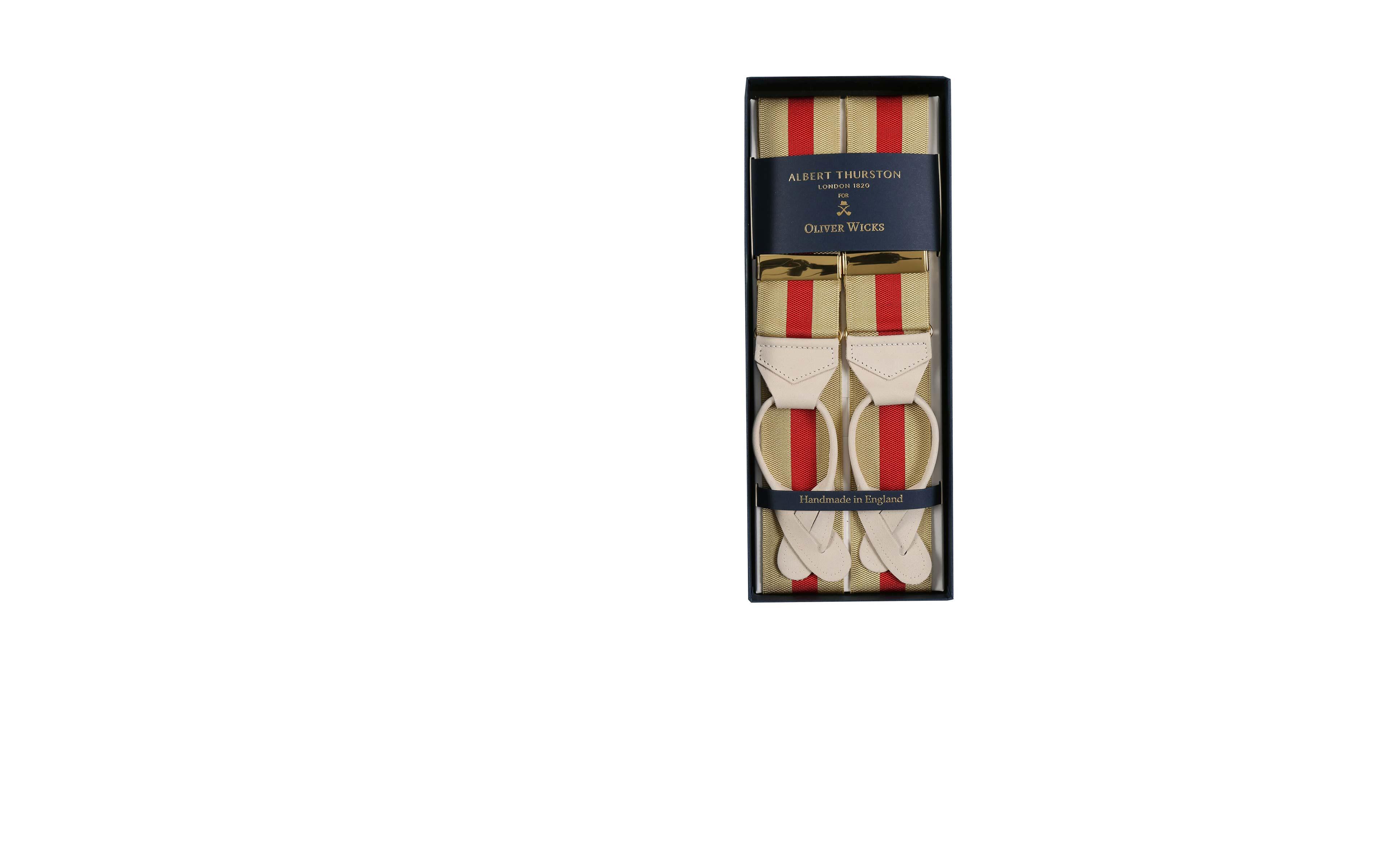 Beige & Red Striped Suspenders