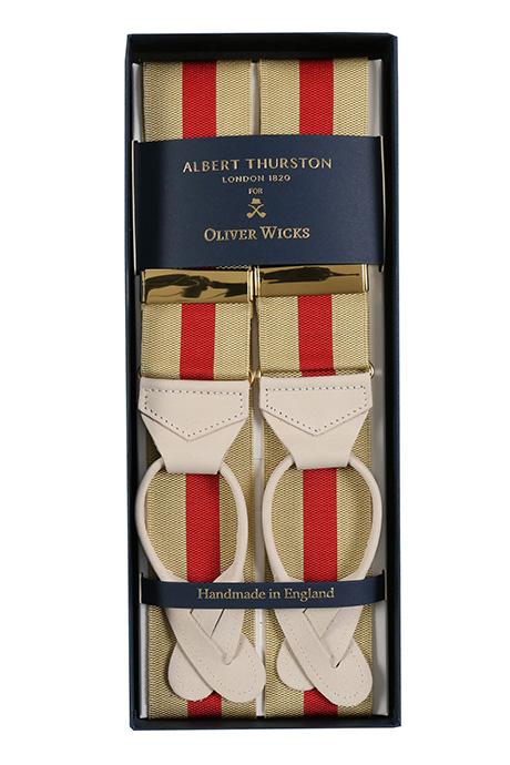 Beige & Red Striped Suspenders