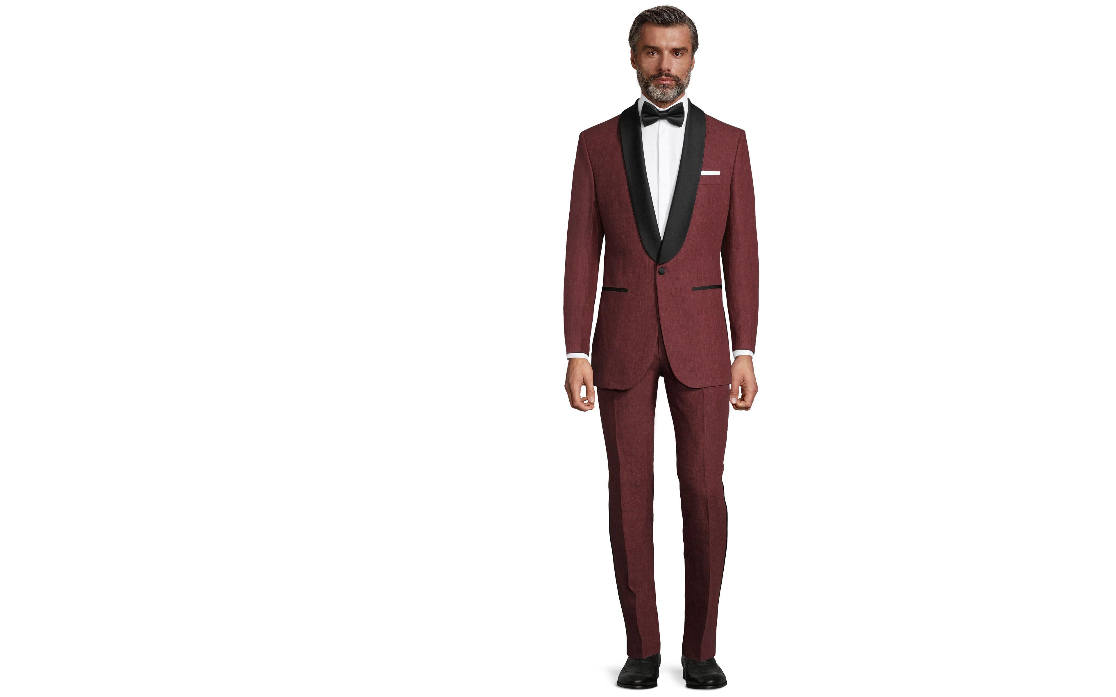 Intense Ruby Red Linen Tuxedo