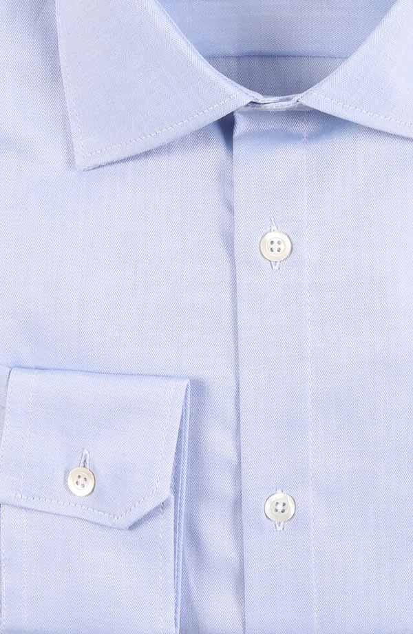 Light Blue Herringbone Cotton Shirt