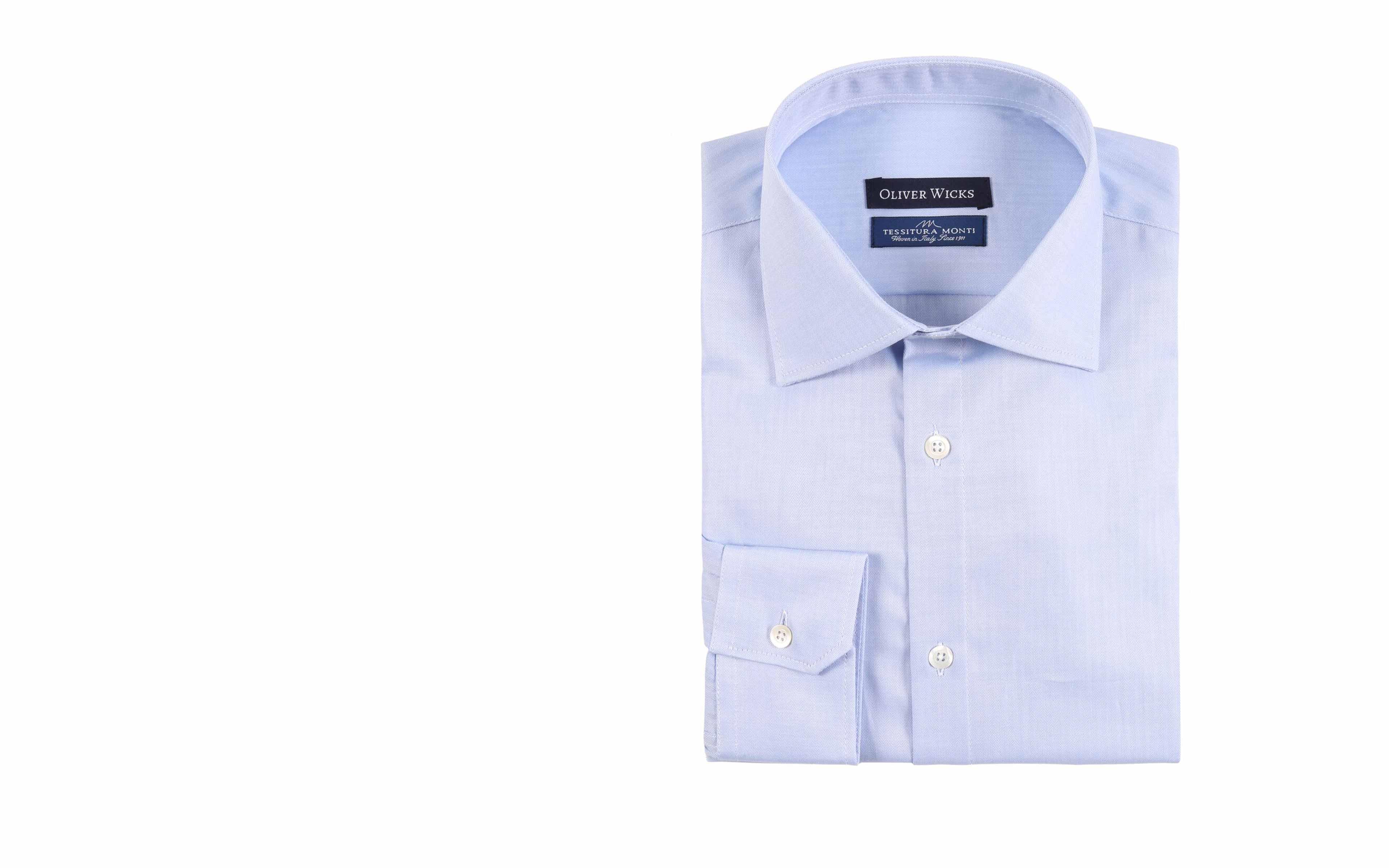 Light Blue Herringbone Cotton Shirt