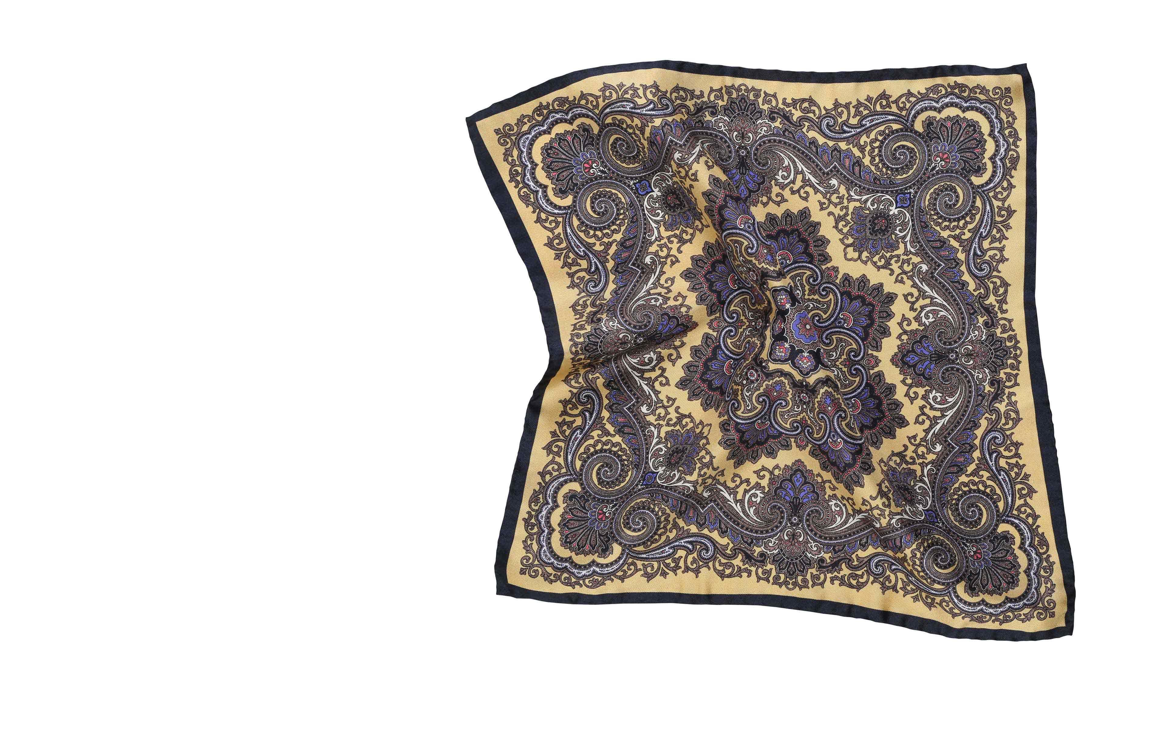 Bronze & Navy Italian 100% Silk Pocket Square