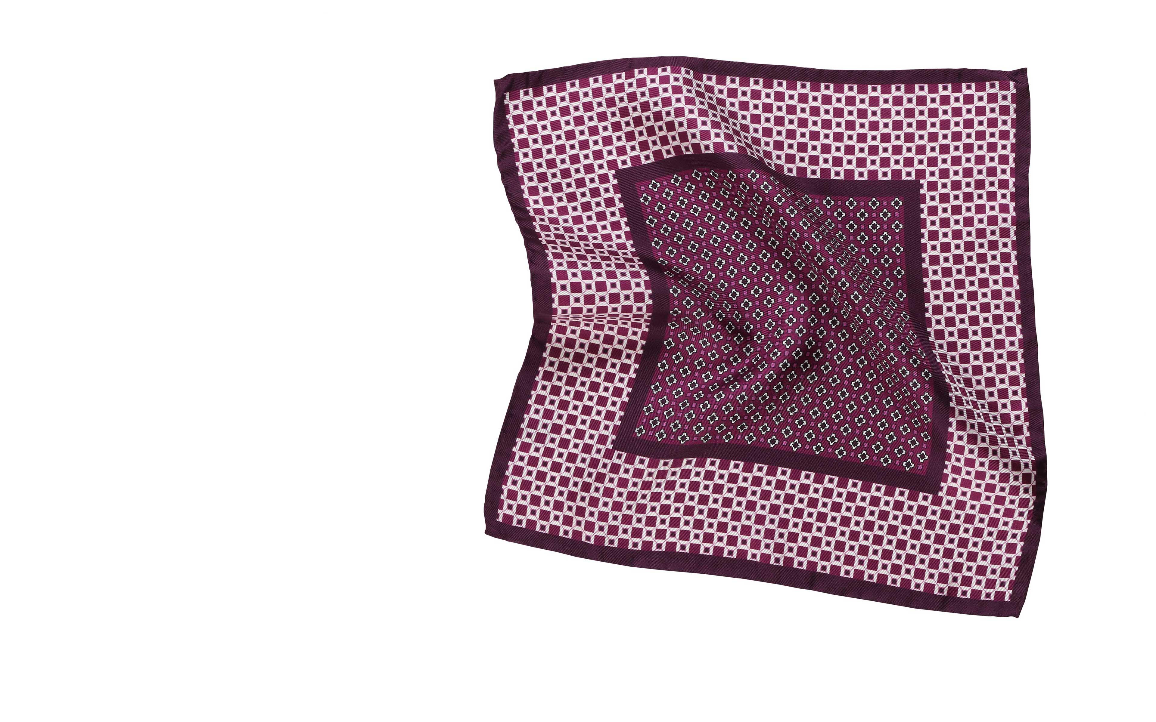 Purple & White Italian 100% Silk Pocket Square