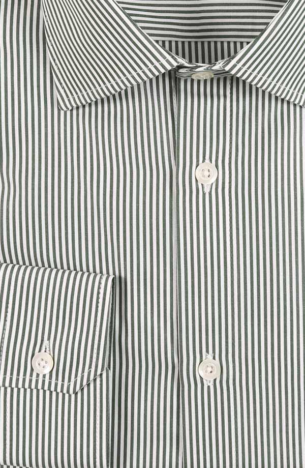 Green Striped Pinpoint Cotton Shirt