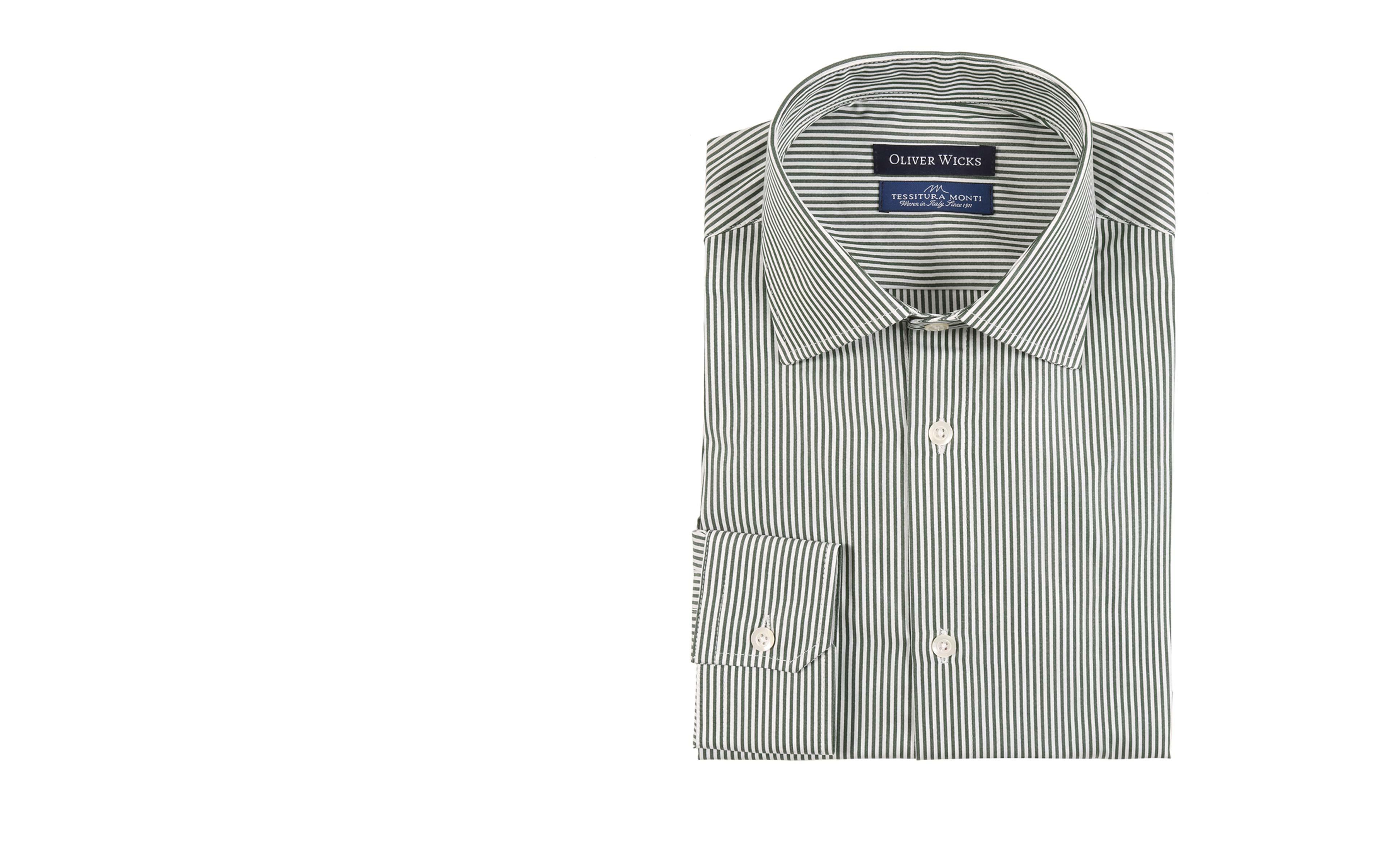 Green Striped Pinpoint Cotton Shirt