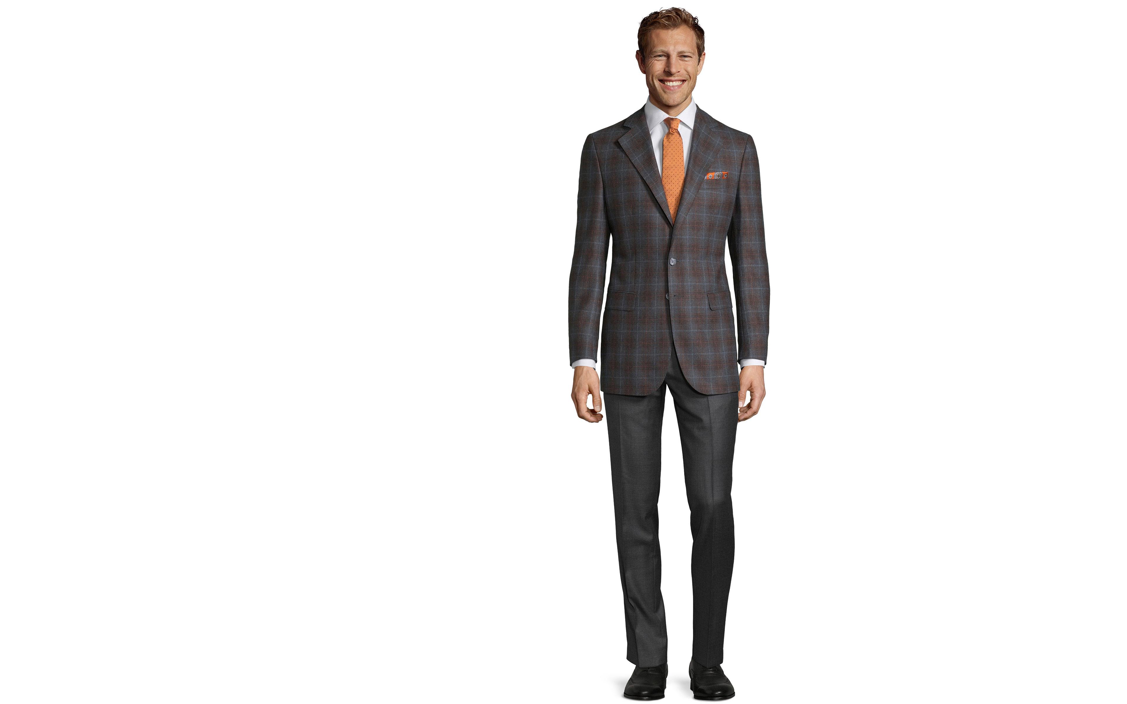 Tangerine & Blue Check Charcoal Natural Stretch Blazer