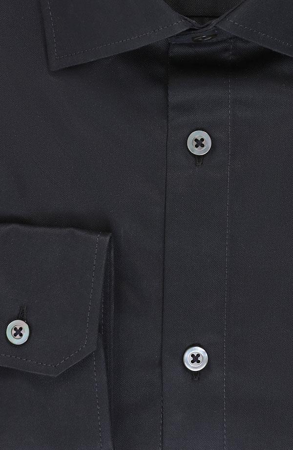 Black Two-Ply Cotton Twill Shirt