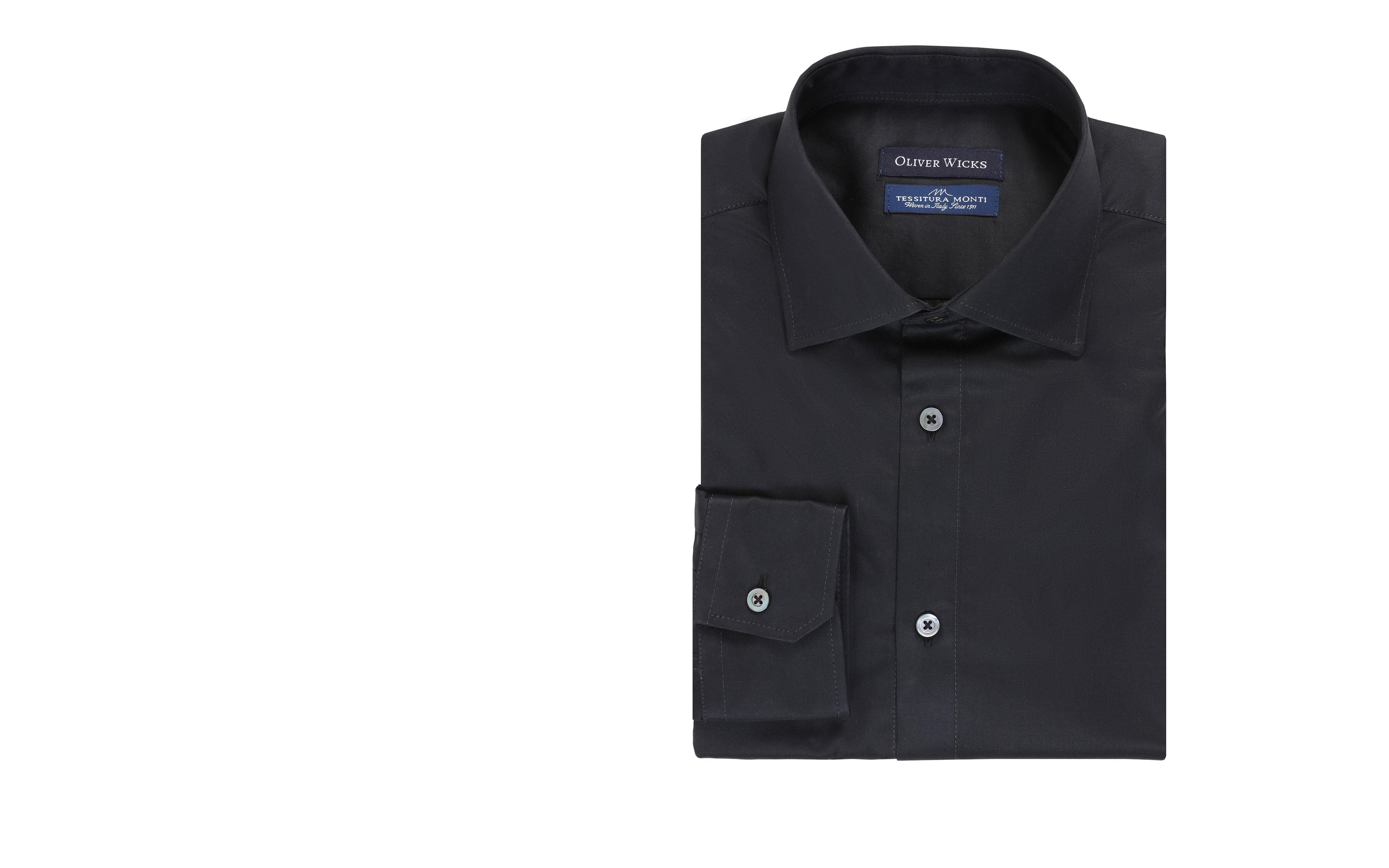 Black Two-Ply Cotton Twill Shirt