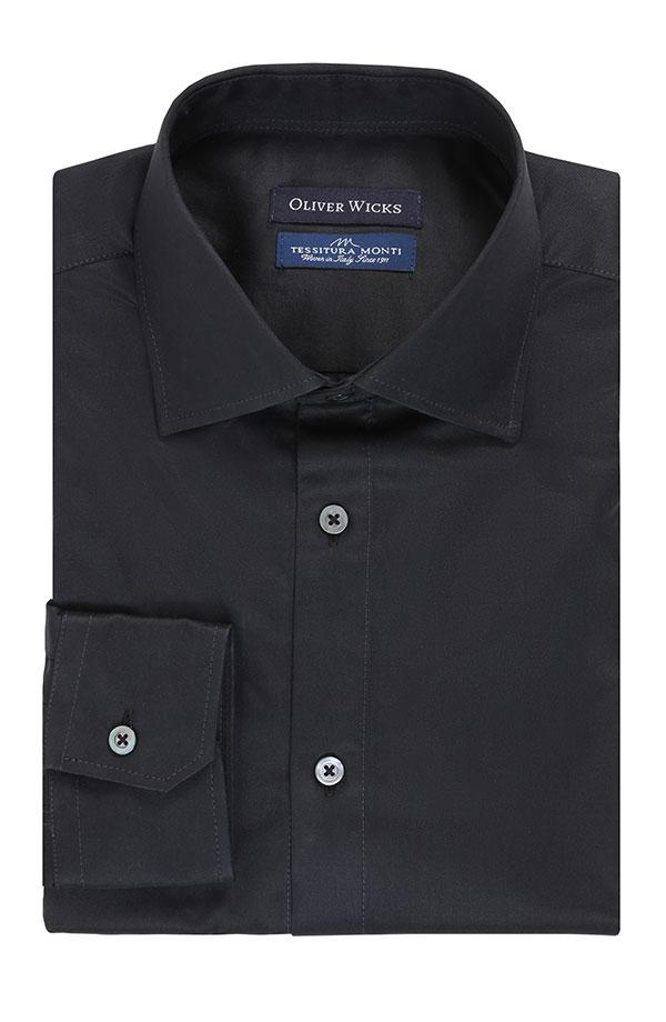 Black Two-Ply Cotton Twill Shirt