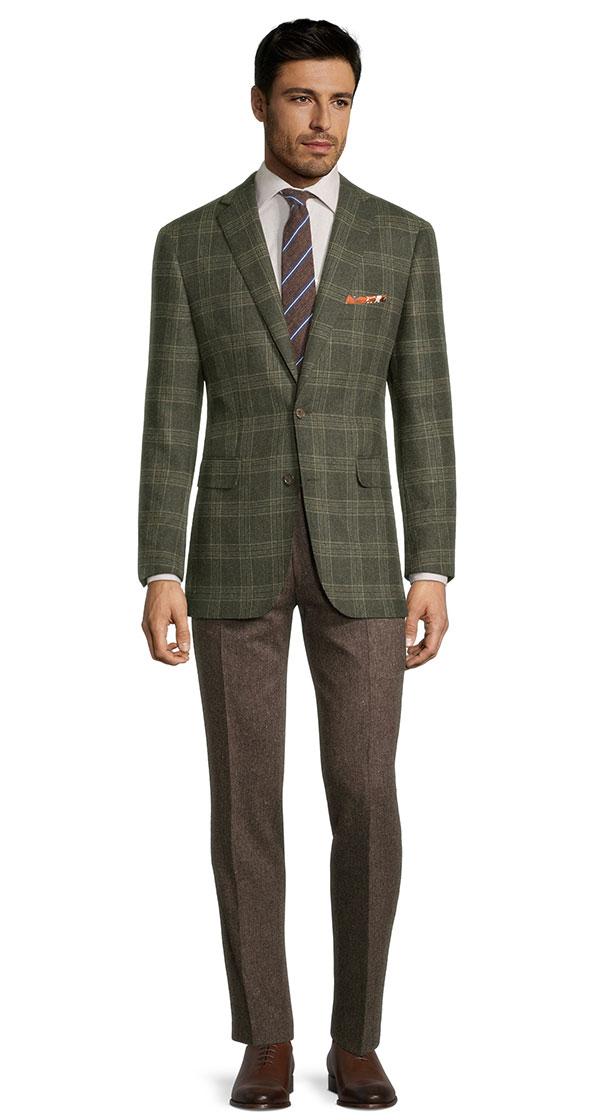 Forest Green Plaid Wool & Cashmere Blazer