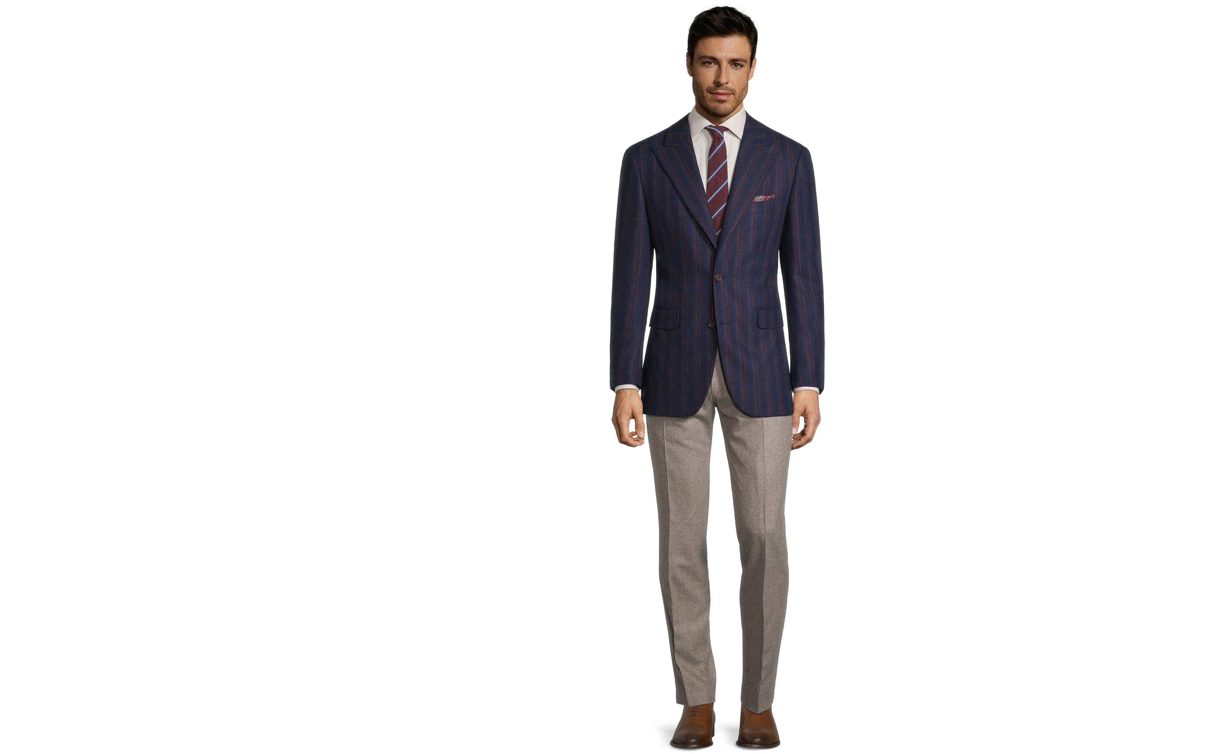 Red Stripe Blue Wool & Cashmere Blazer