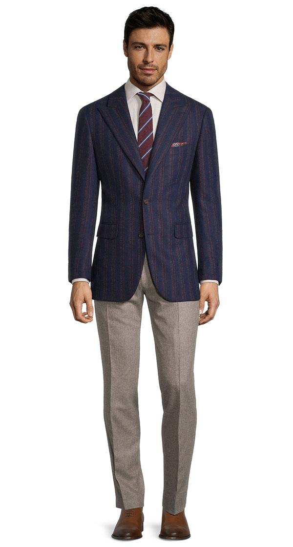 Red Stripe Blue Wool & Cashmere Blazer