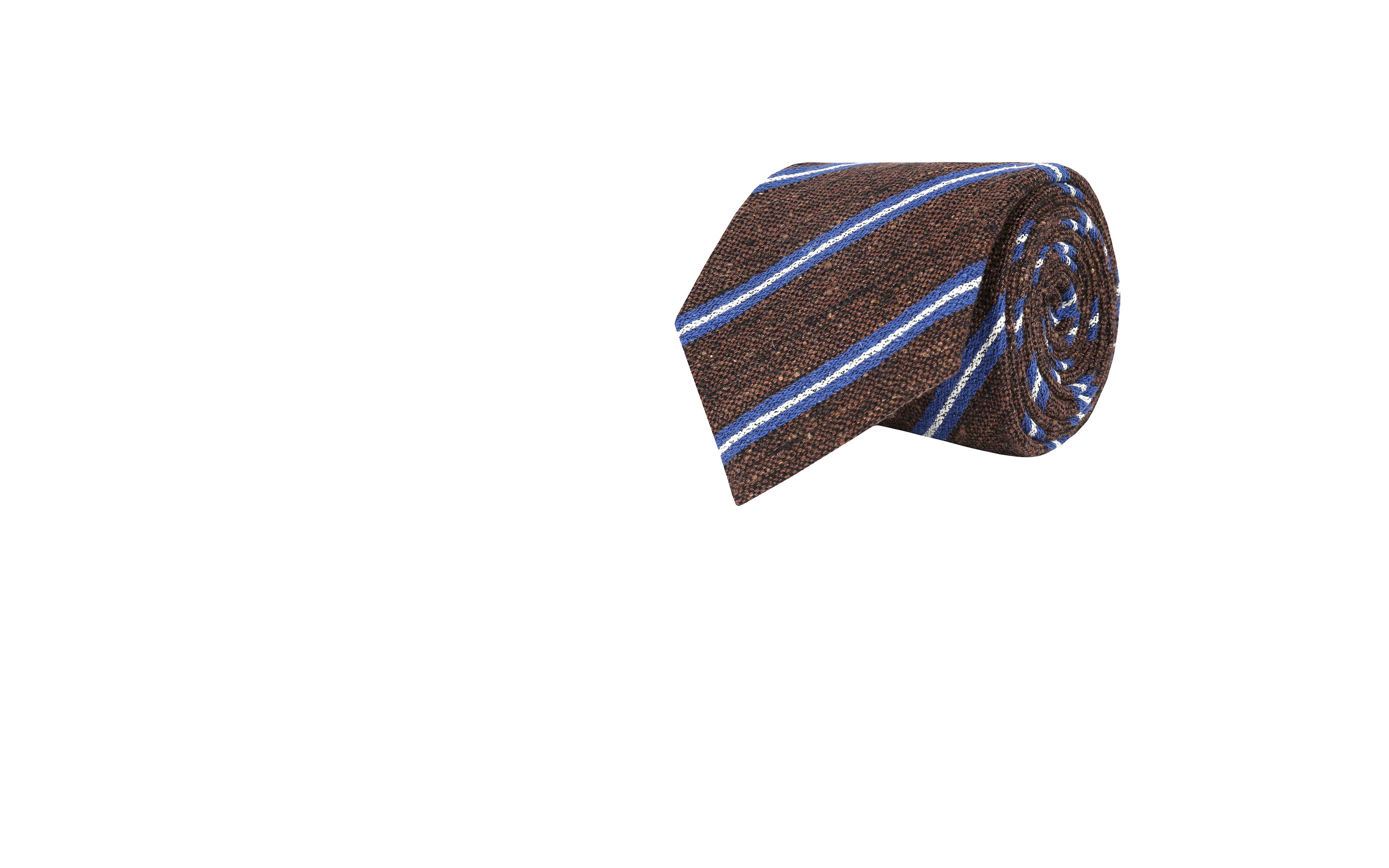 Brown & Blue Striped Vintage Silk-Cotton Tie