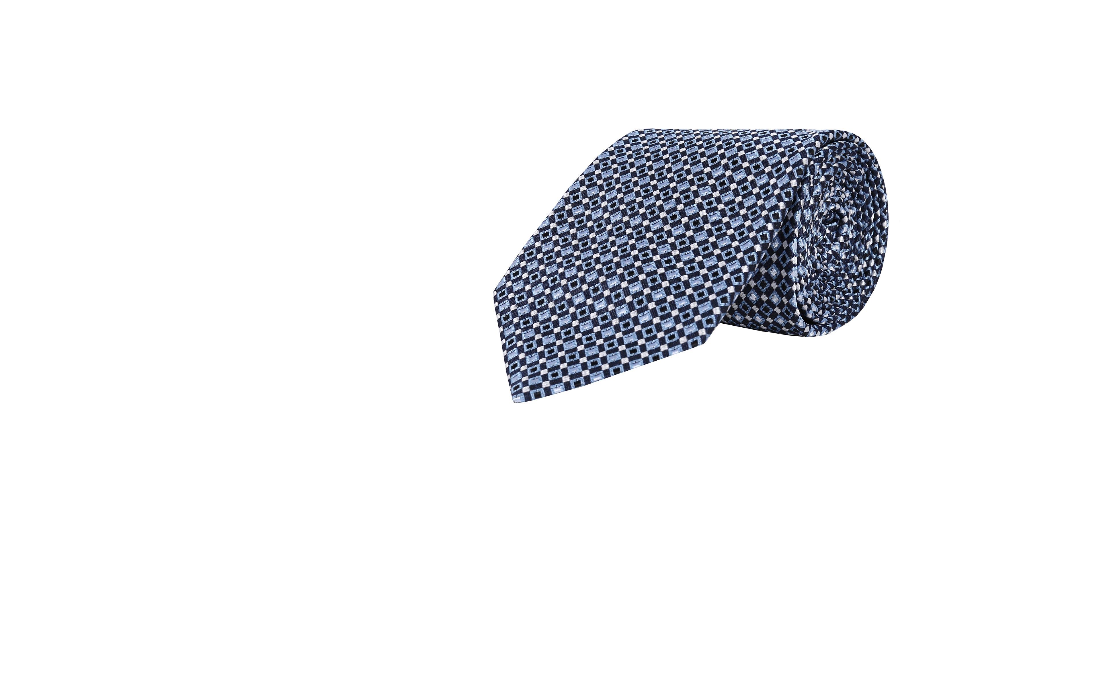 Navy & Blue Micropatterned Silk Tie