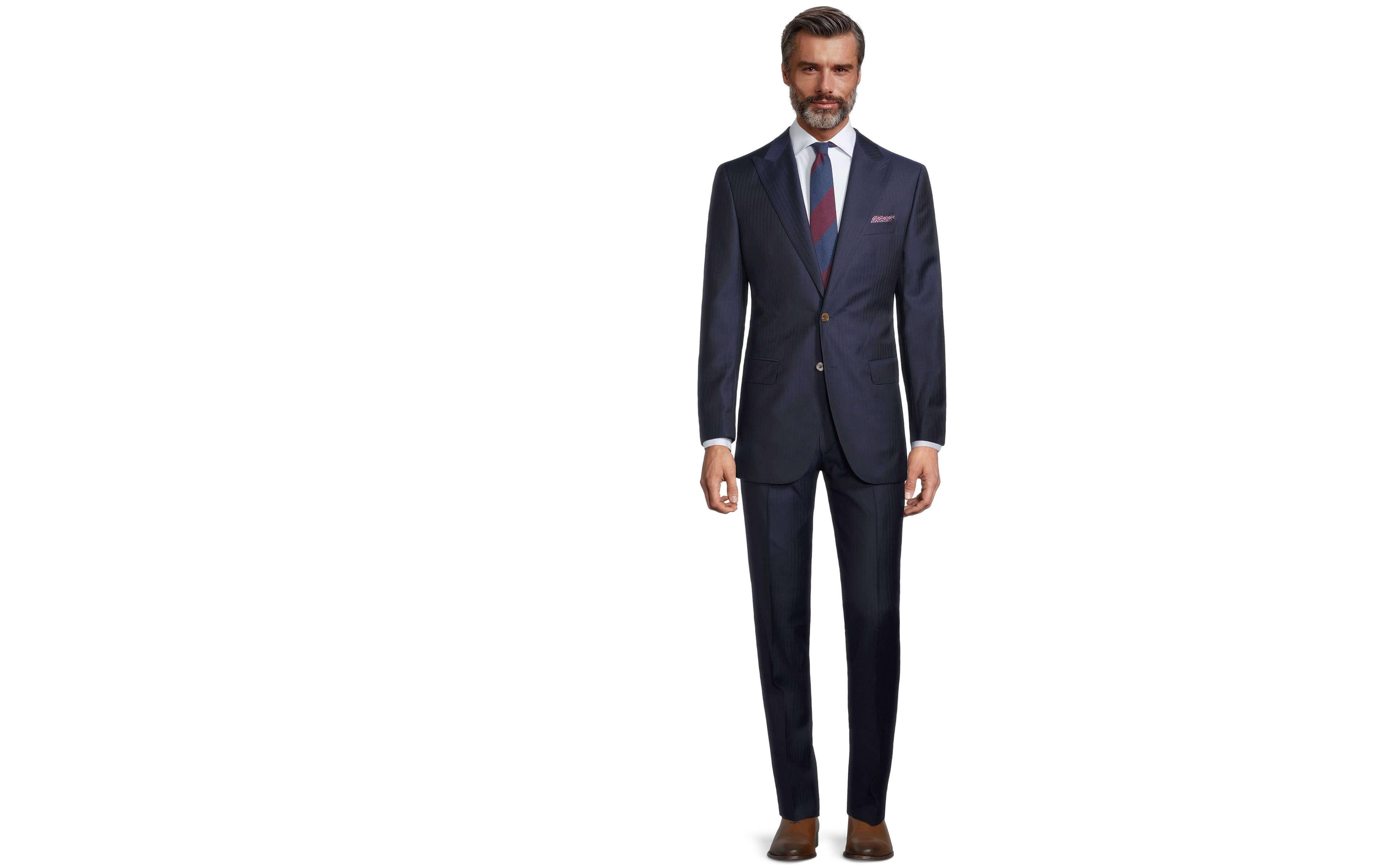 Navy Blue Herringbone Suit