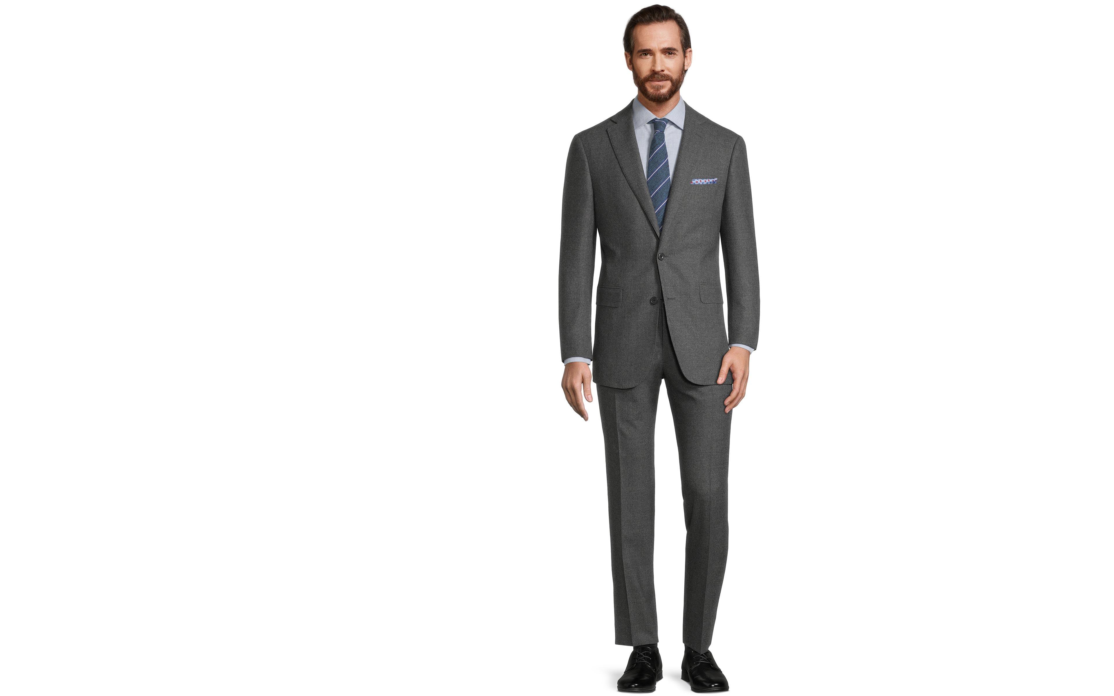 Dark Grey Natural Bi-Stretch Flannel Suit