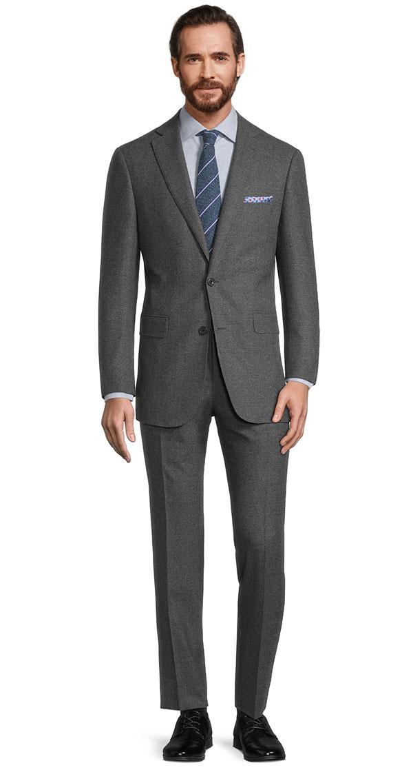 Dark Grey Natural Bi-Stretch Flannel Suit