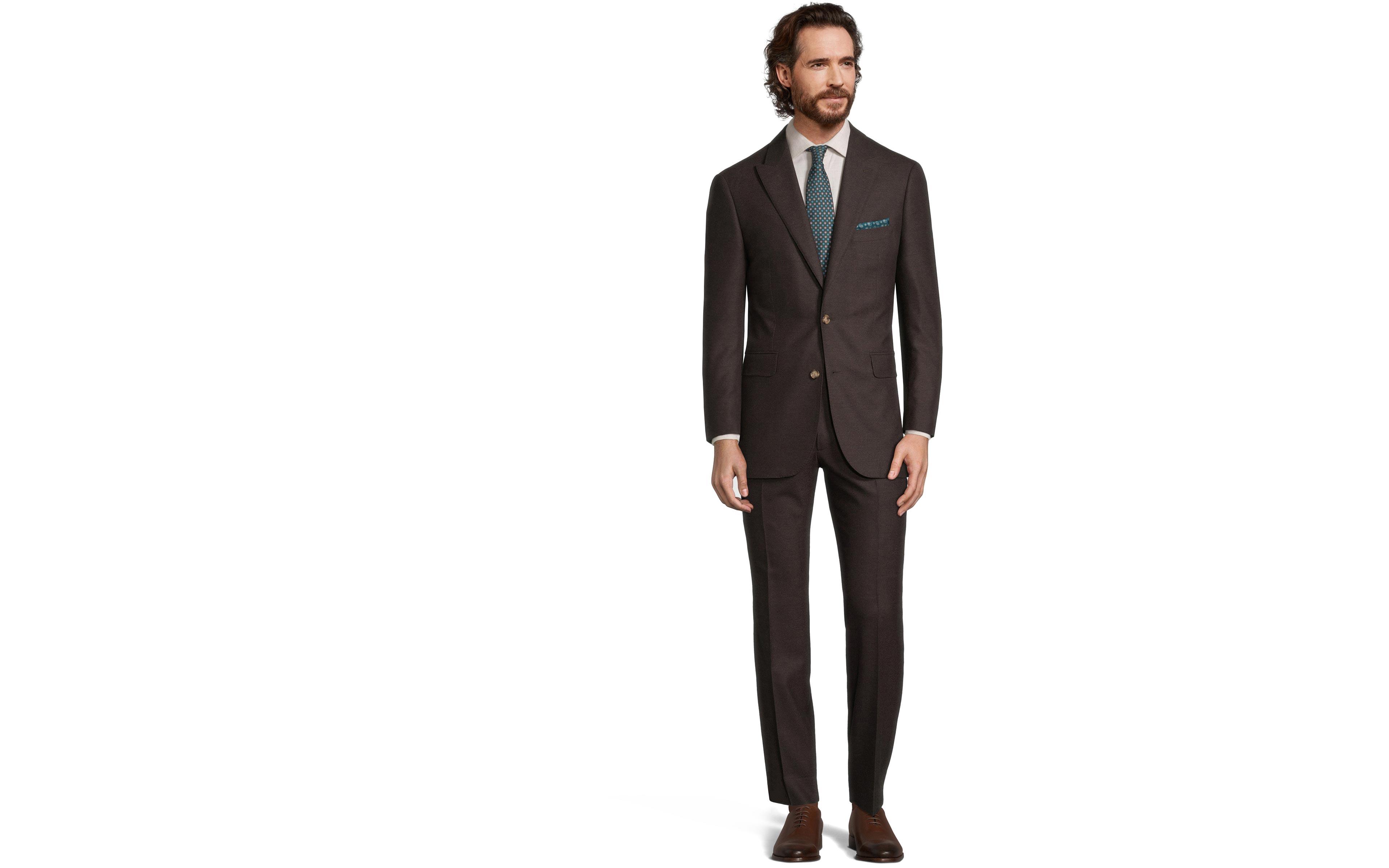 Dark Brown Natural Bi-Stretch Flannel Suit