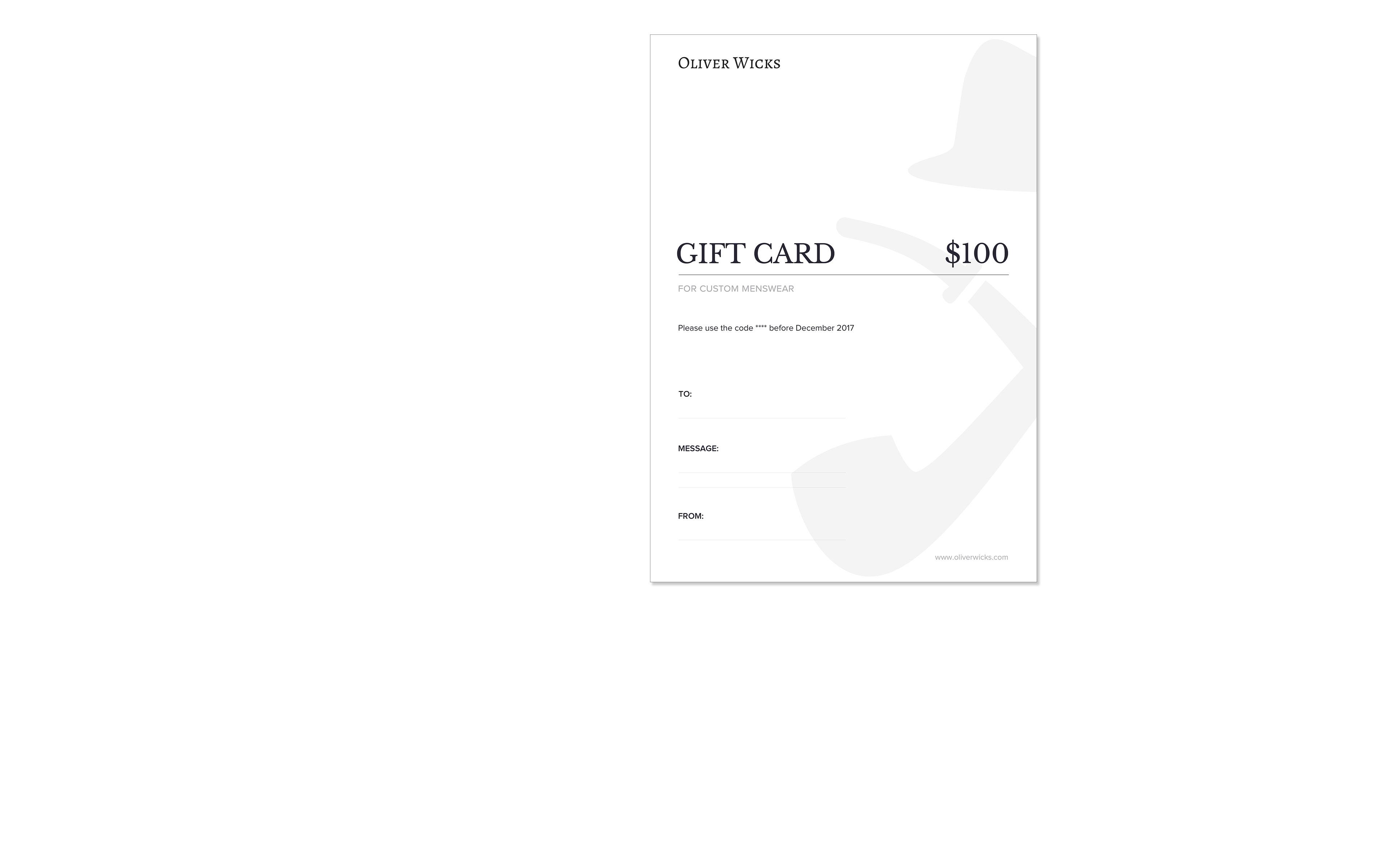 $100 / € 90 Gift e-Card