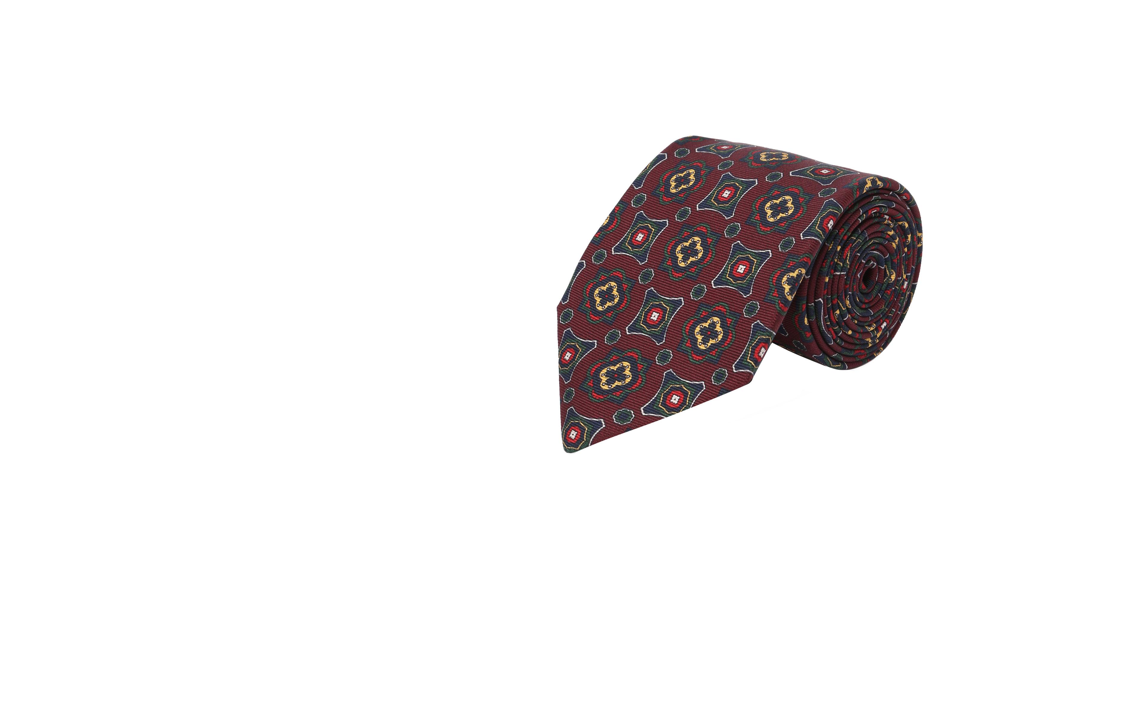 Dark Red Patterned Silk Tie