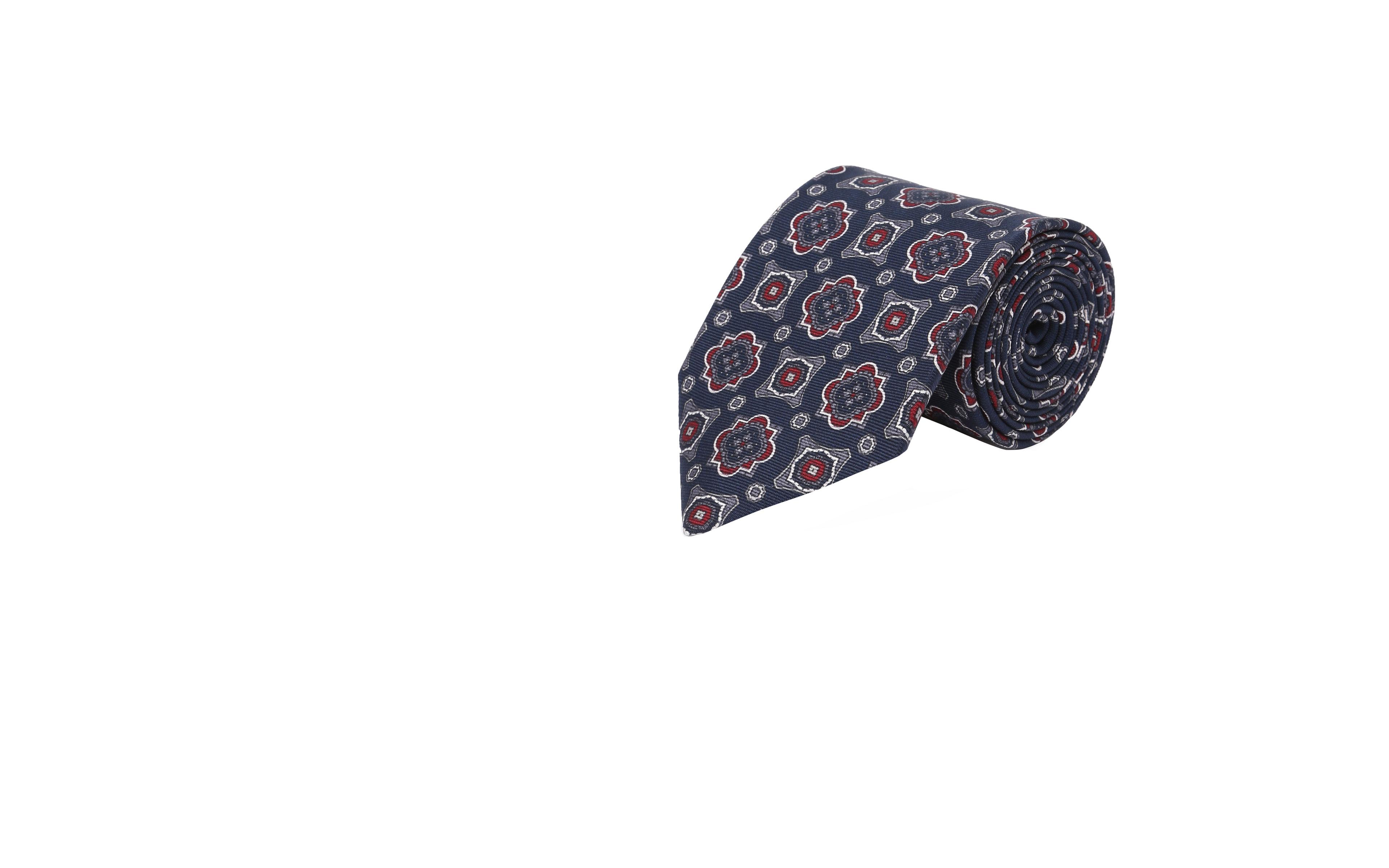 Denim Blue Patterned Silk Tie