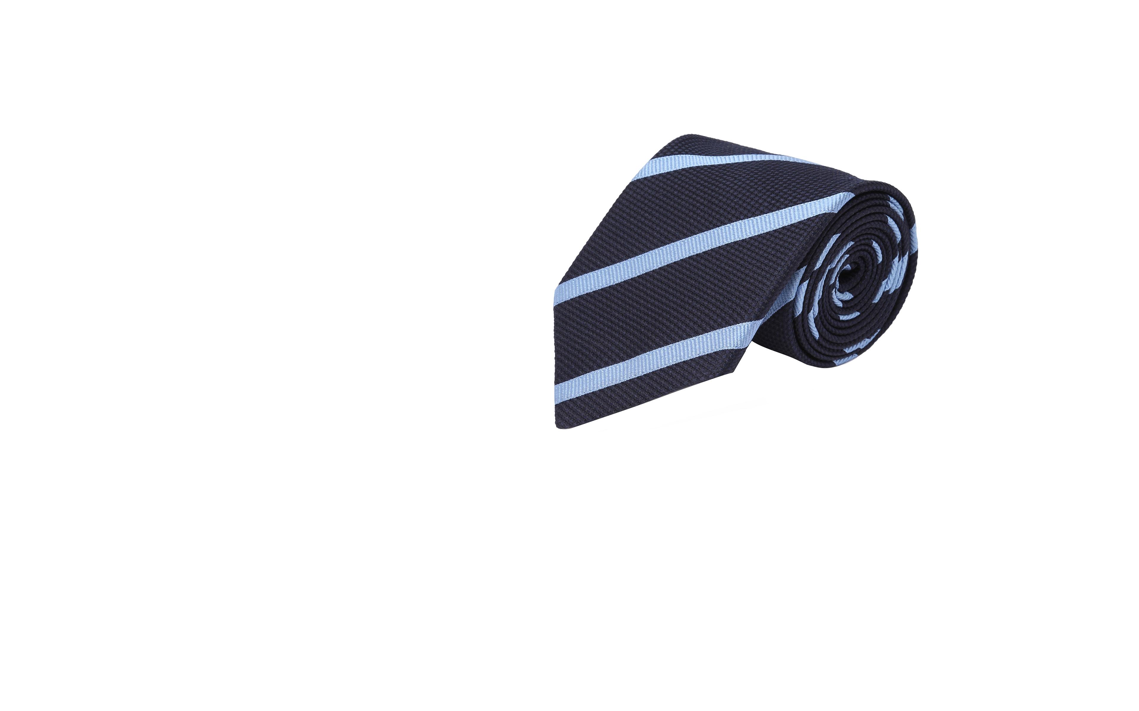 Sky Blue Striped Navy Silk Tie