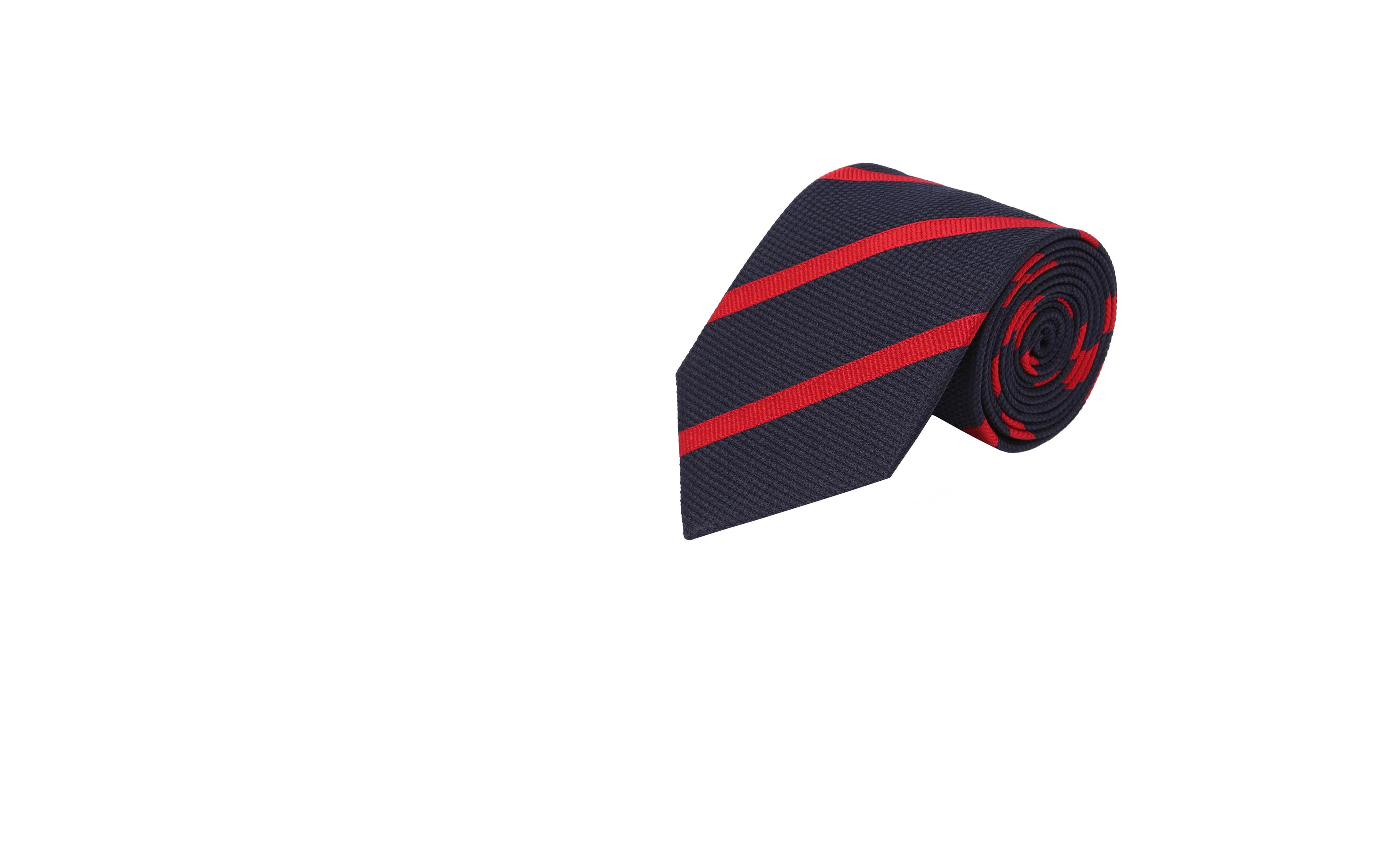 Lava Red Striped Navy Silk Tie