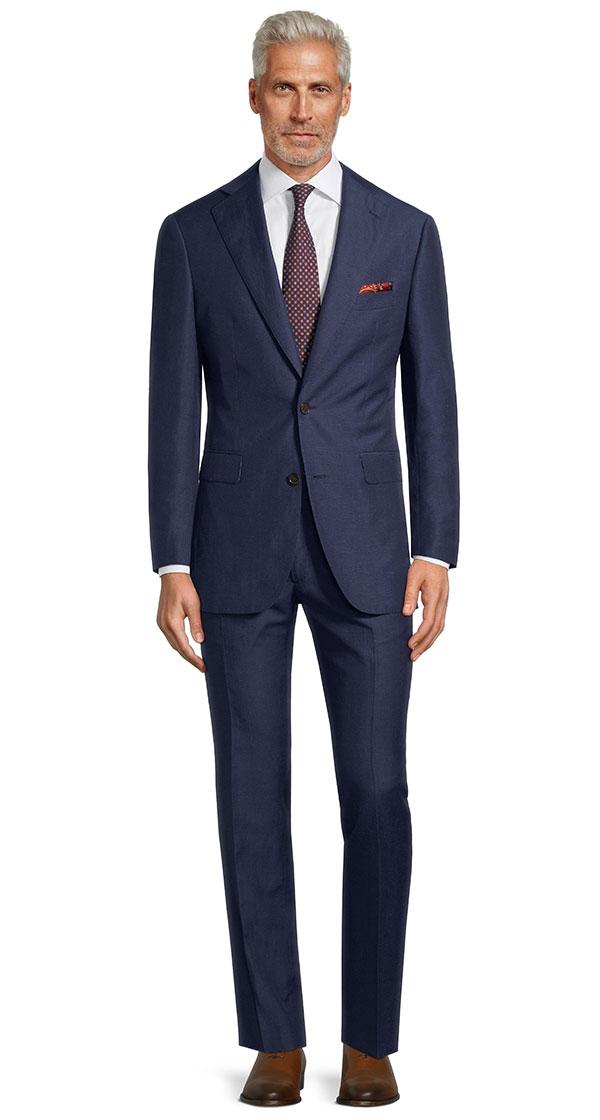 Navy Blue Wool & Linen Suit