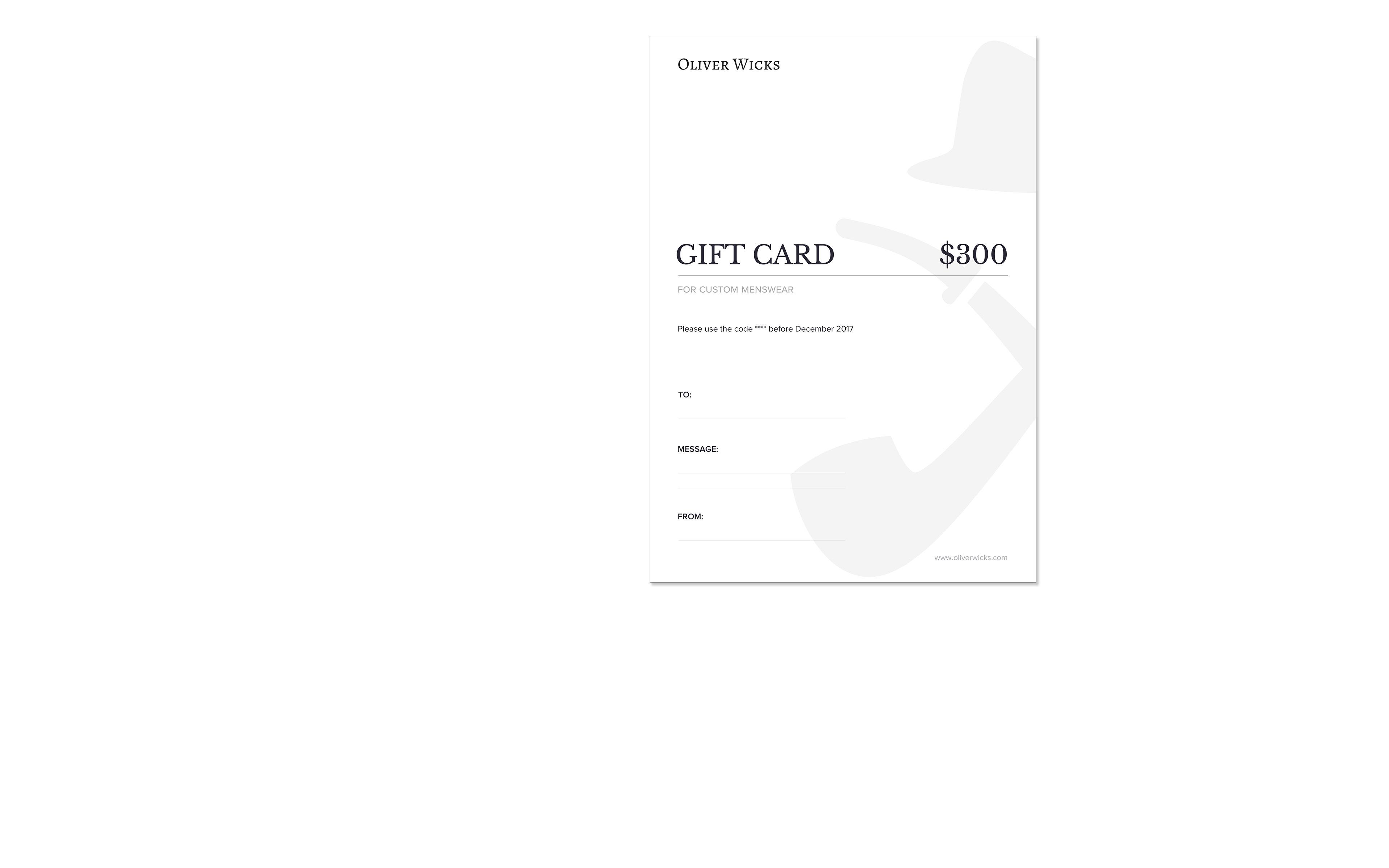 $300 / € 280 Gift e-Card