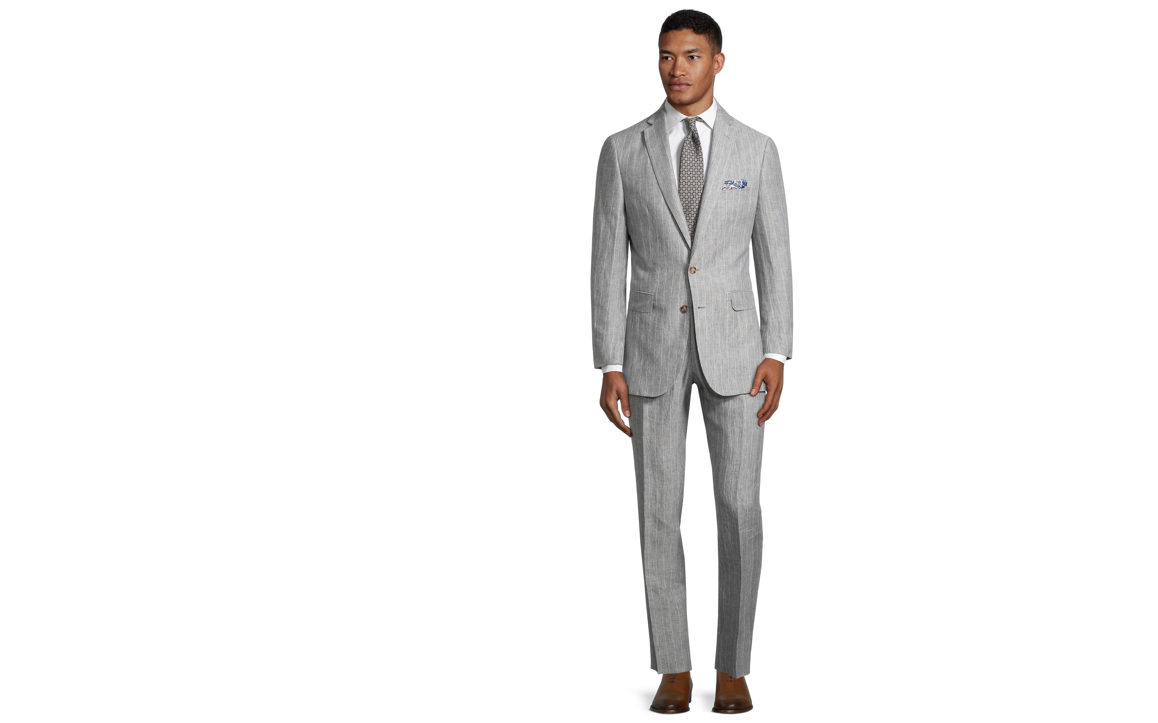 Light Grey Chalkstripe Linen Suit