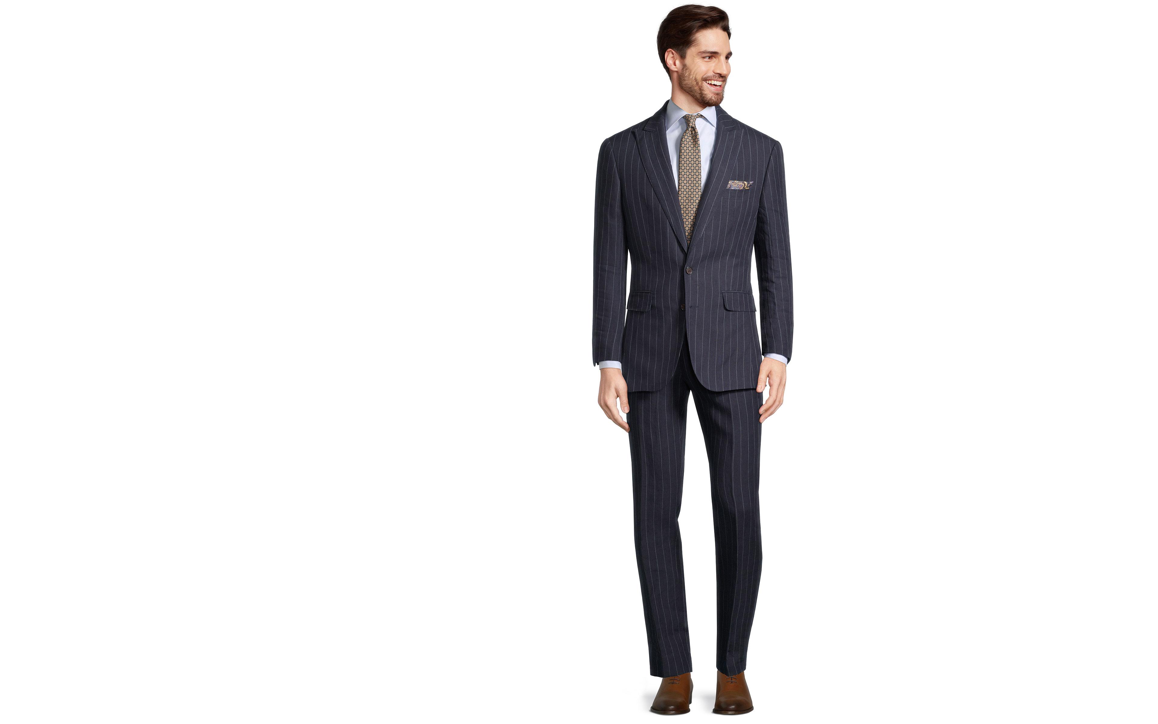 Navy Chalkstripe Linen Suit