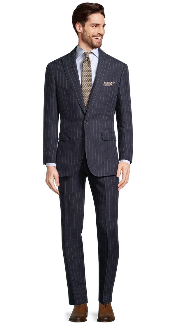 Navy Chalkstripe Linen Suit