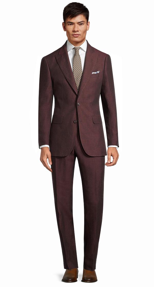 Burgundy Linen Suit